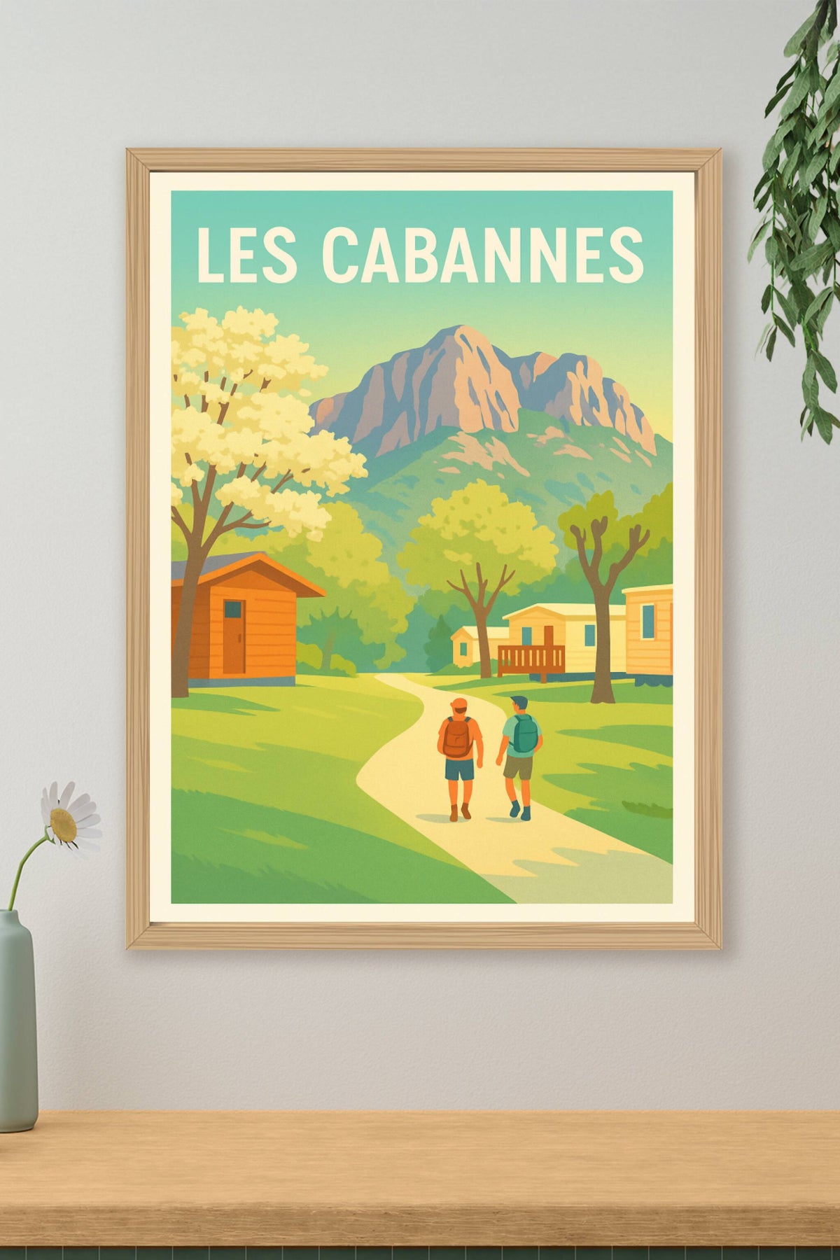 Affiche Les Cabannes — Évasion nature et montagne · poster d'art de Les Cabannes