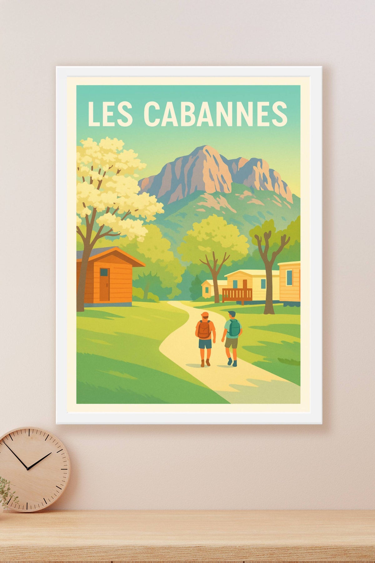 Affiche Les Cabannes — Évasion nature et montagne · poster d'art de Les Cabannes