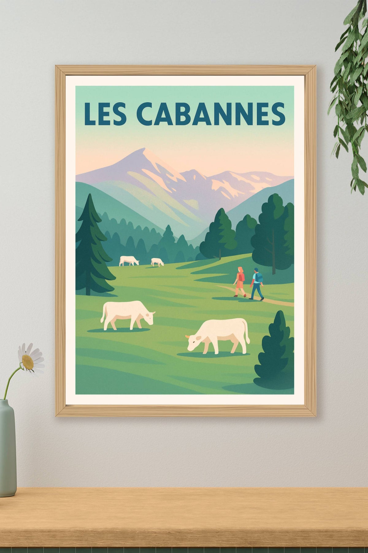 Affiche Les Cabannes — Échappée nature en montagne · poster d'art de Les Cabannes