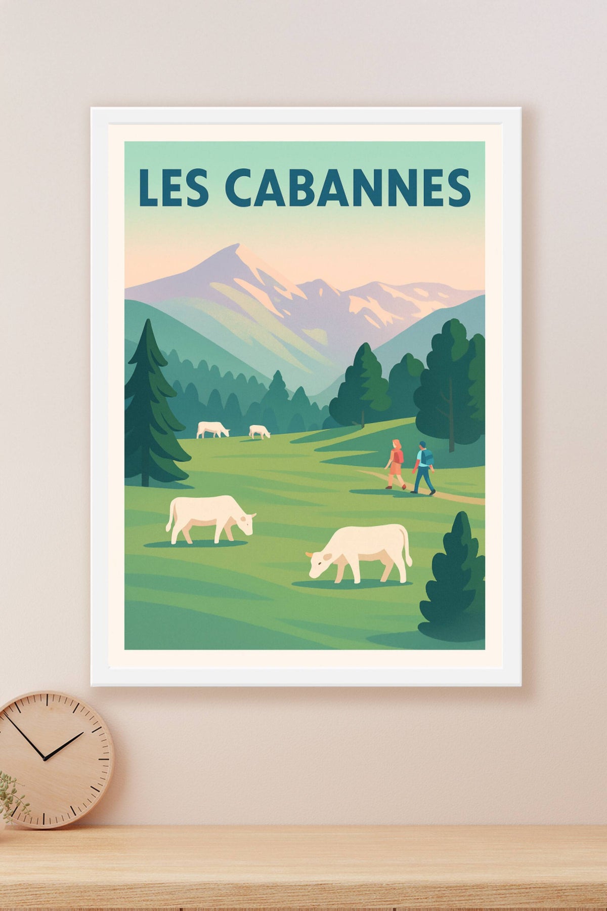 Affiche Les Cabannes — Échappée nature en montagne · poster d'art de Les Cabannes
