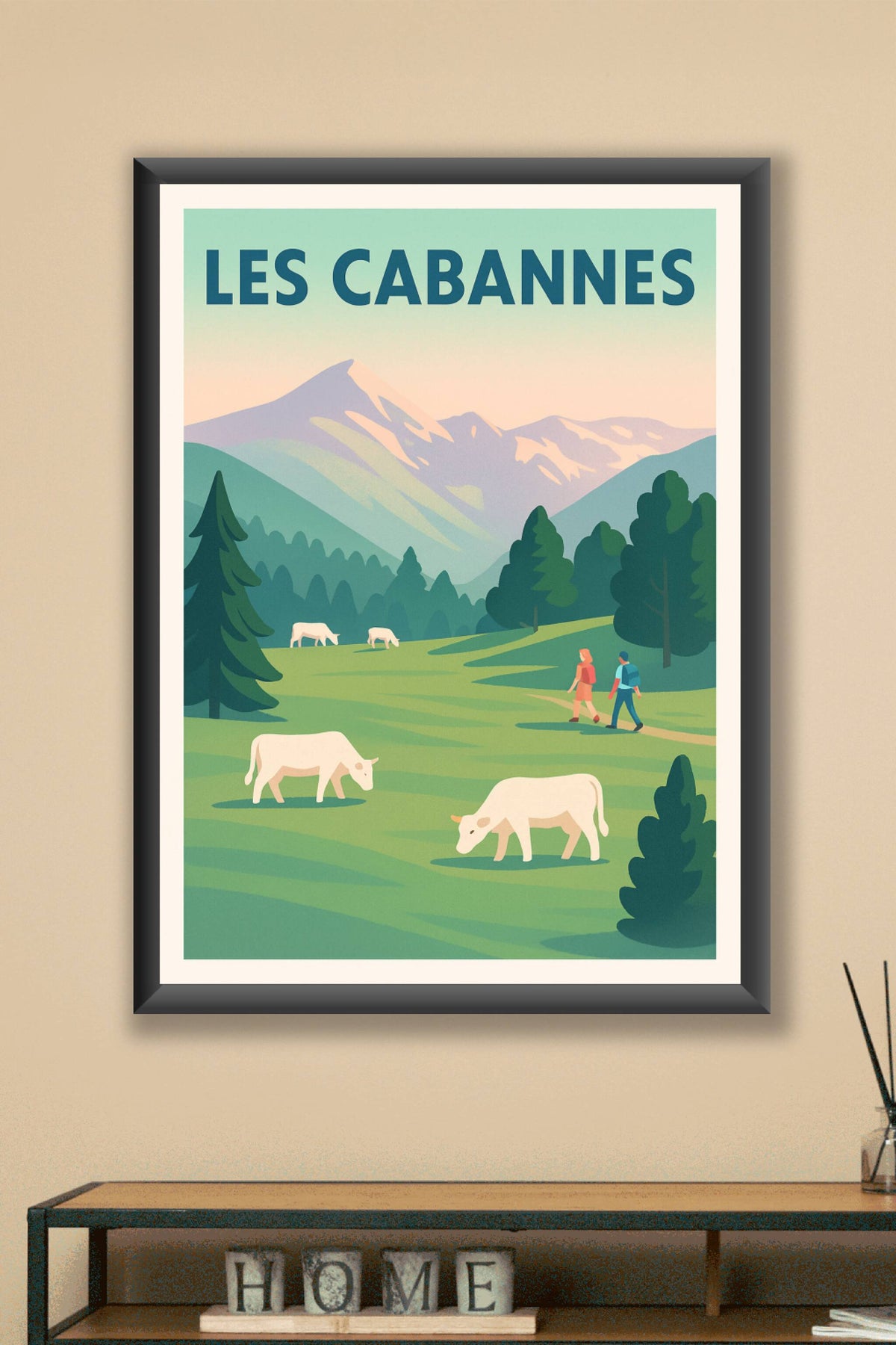 Affiche Les Cabannes — Échappée nature en montagne · poster d'art de Les Cabannes