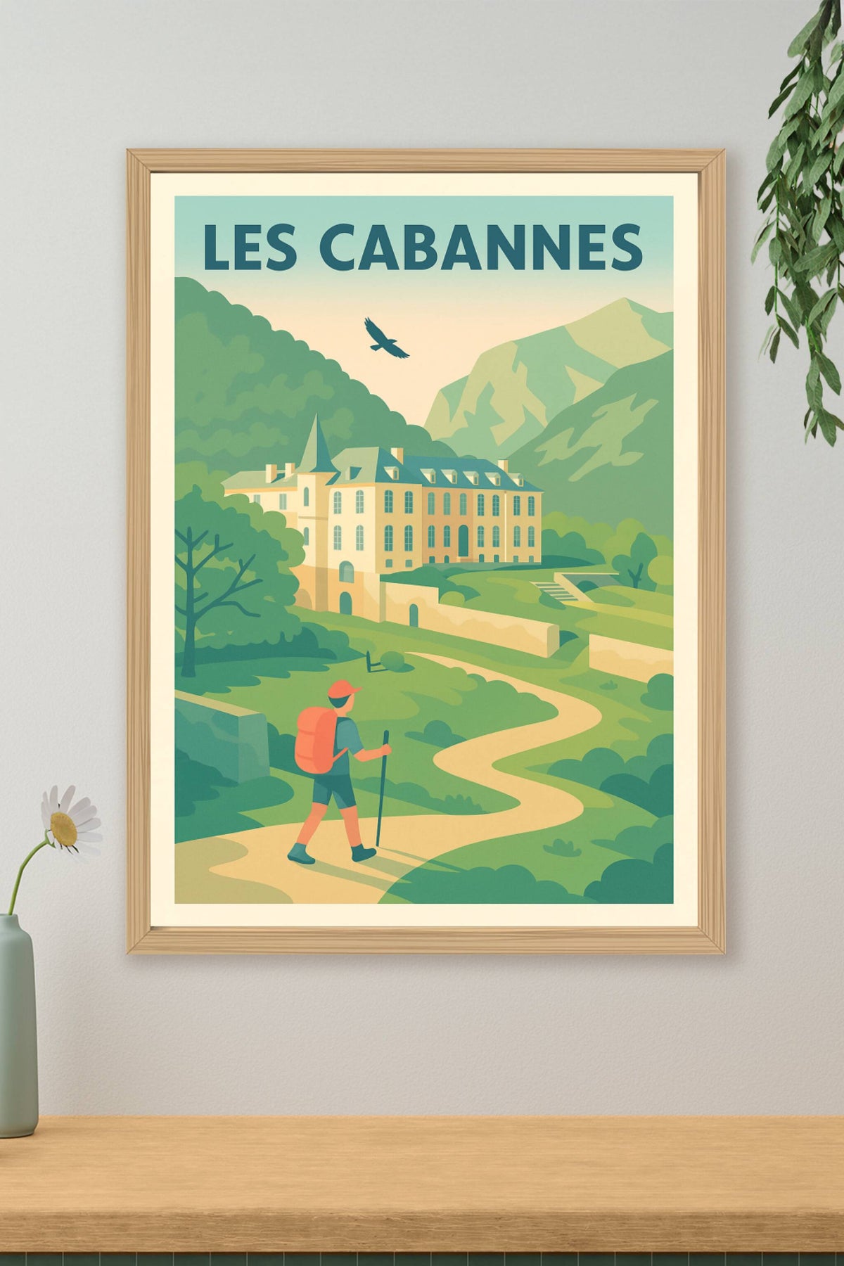 Affiche Les Cabannes — Invitation à la randonnée et à la découverte · poster d'art de Les Cabannes