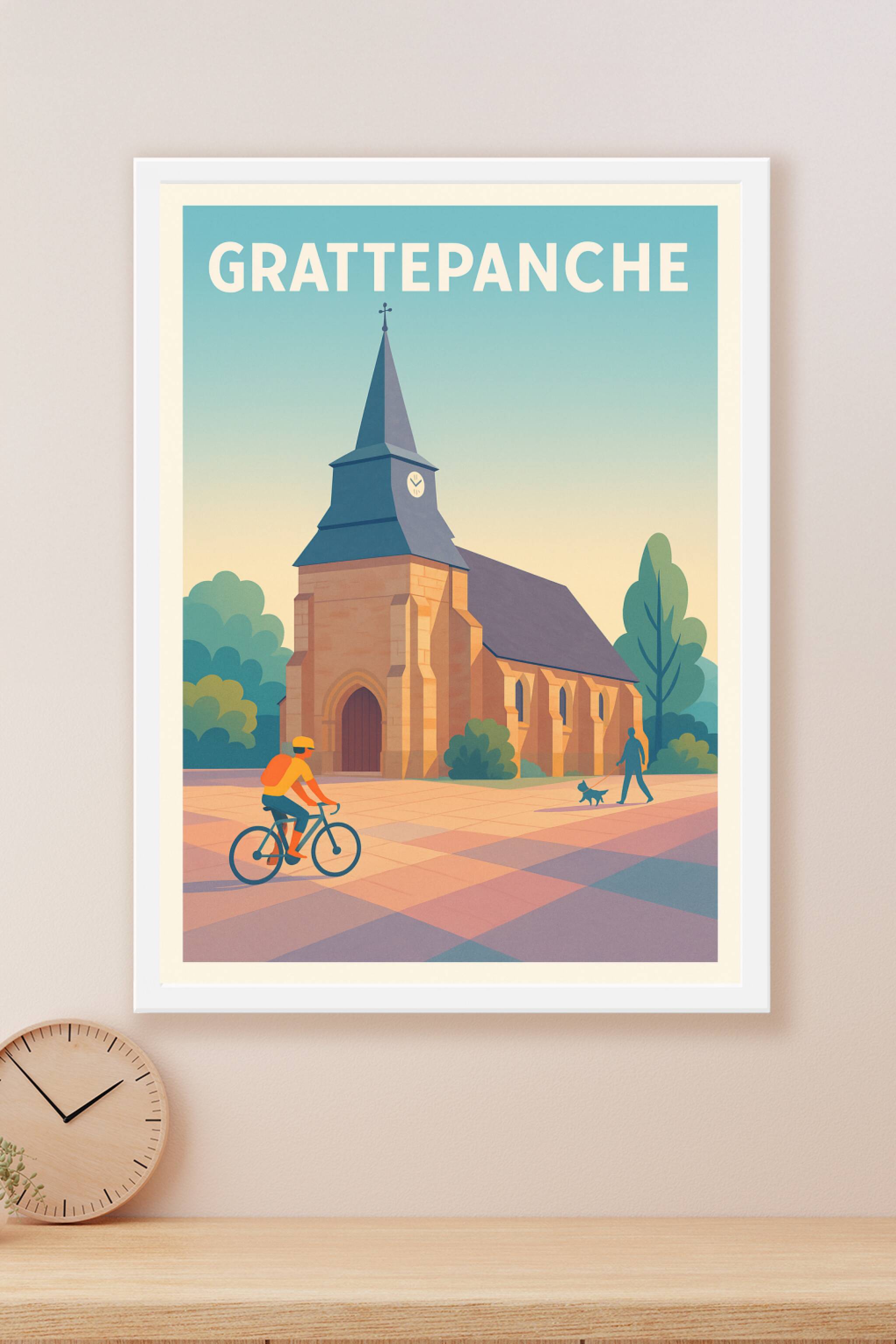 Affiche Grattepanche — Charme et sérénité au coeur du village · poster d'art de Grattepanche