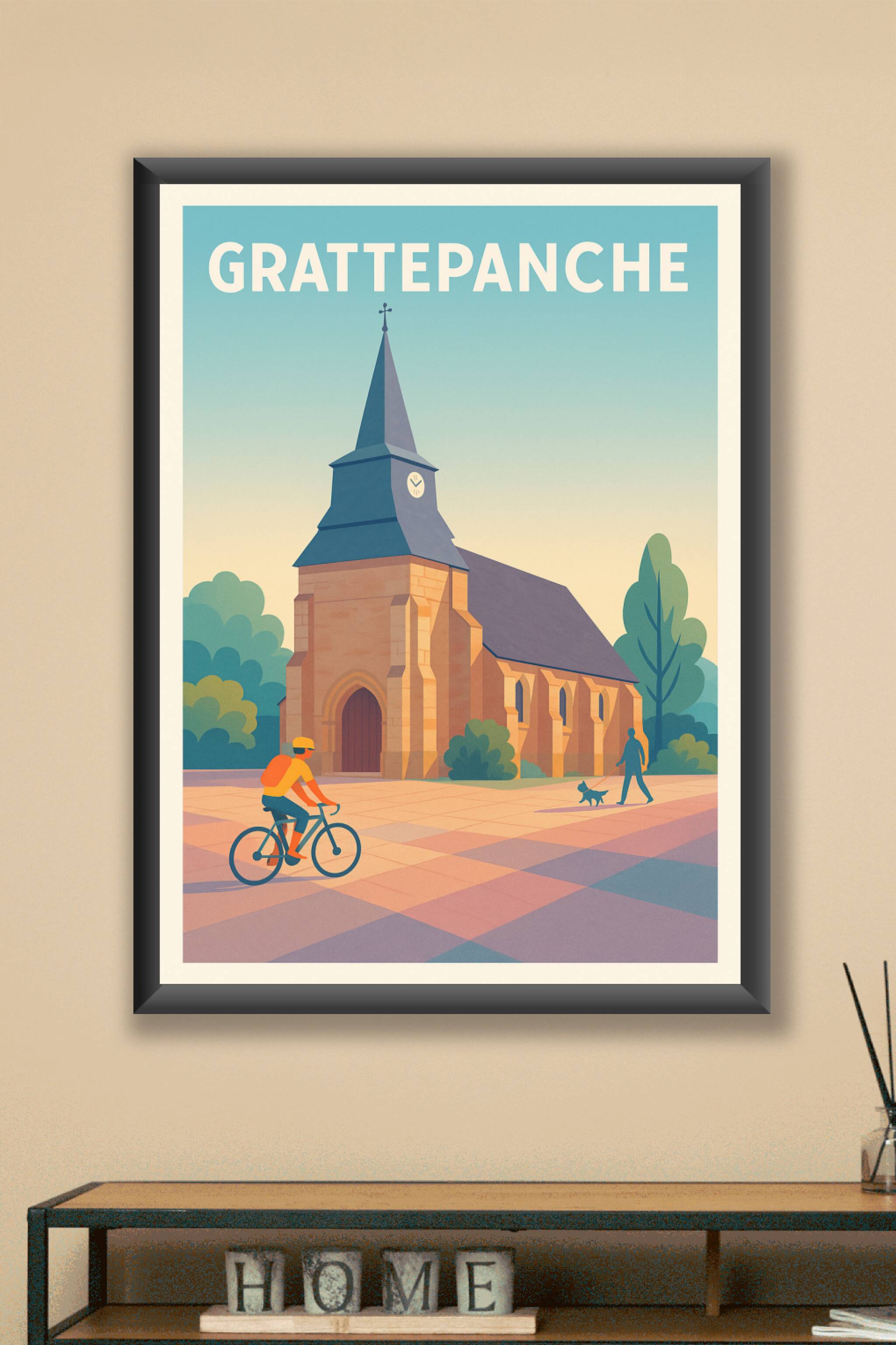 Affiche Grattepanche — Charme et sérénité au coeur du village · poster d'art de Grattepanche