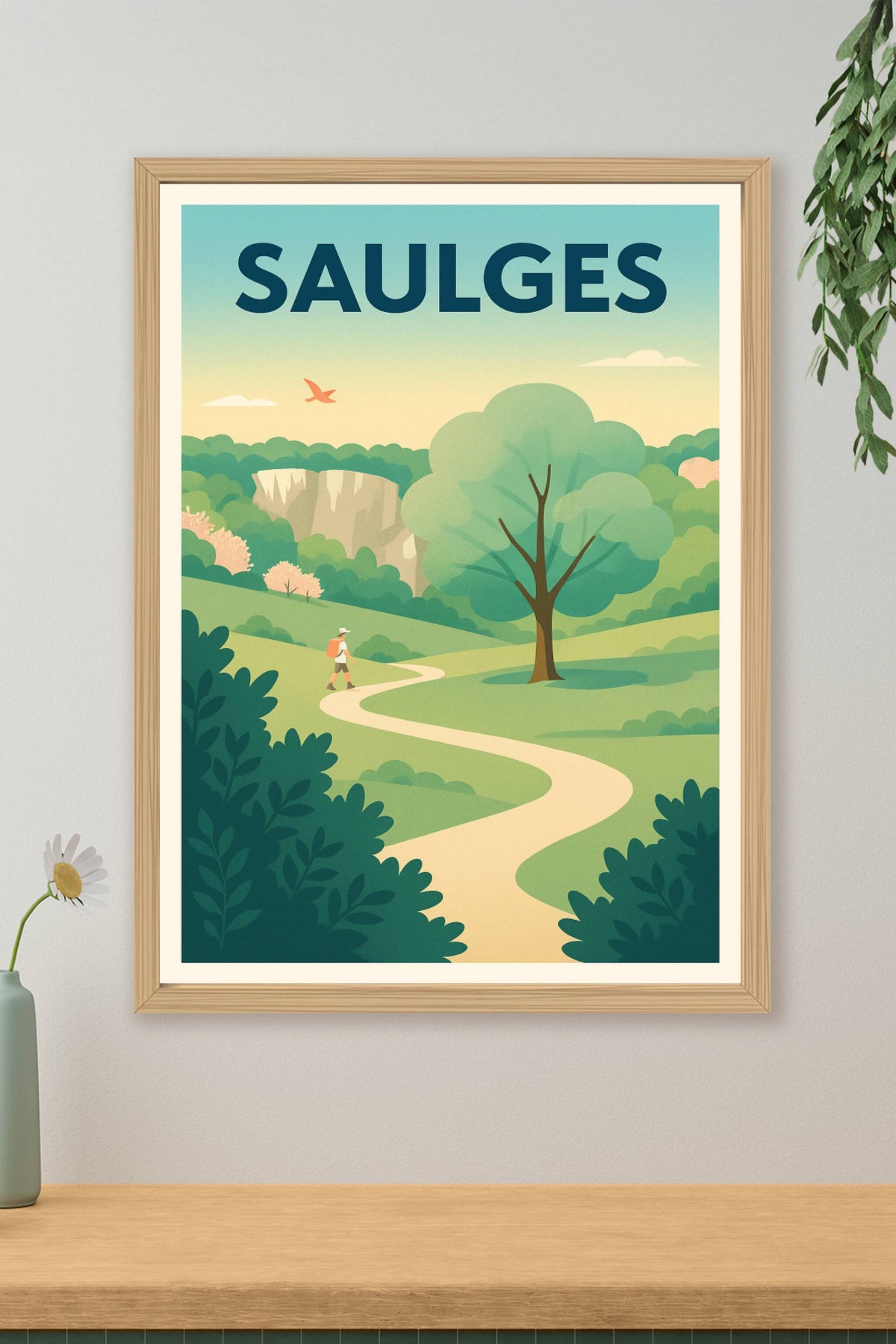 Affiche Saulges — Escapade nature au cœur de la vallée · poster d'art de Saulges