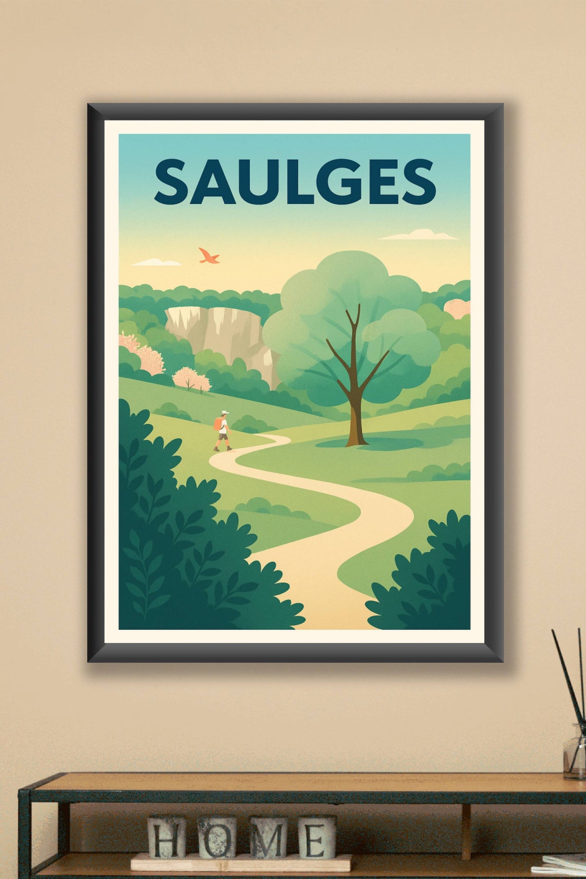 Affiche Saulges — Escapade nature au cœur de la vallée · poster d'art de Saulges