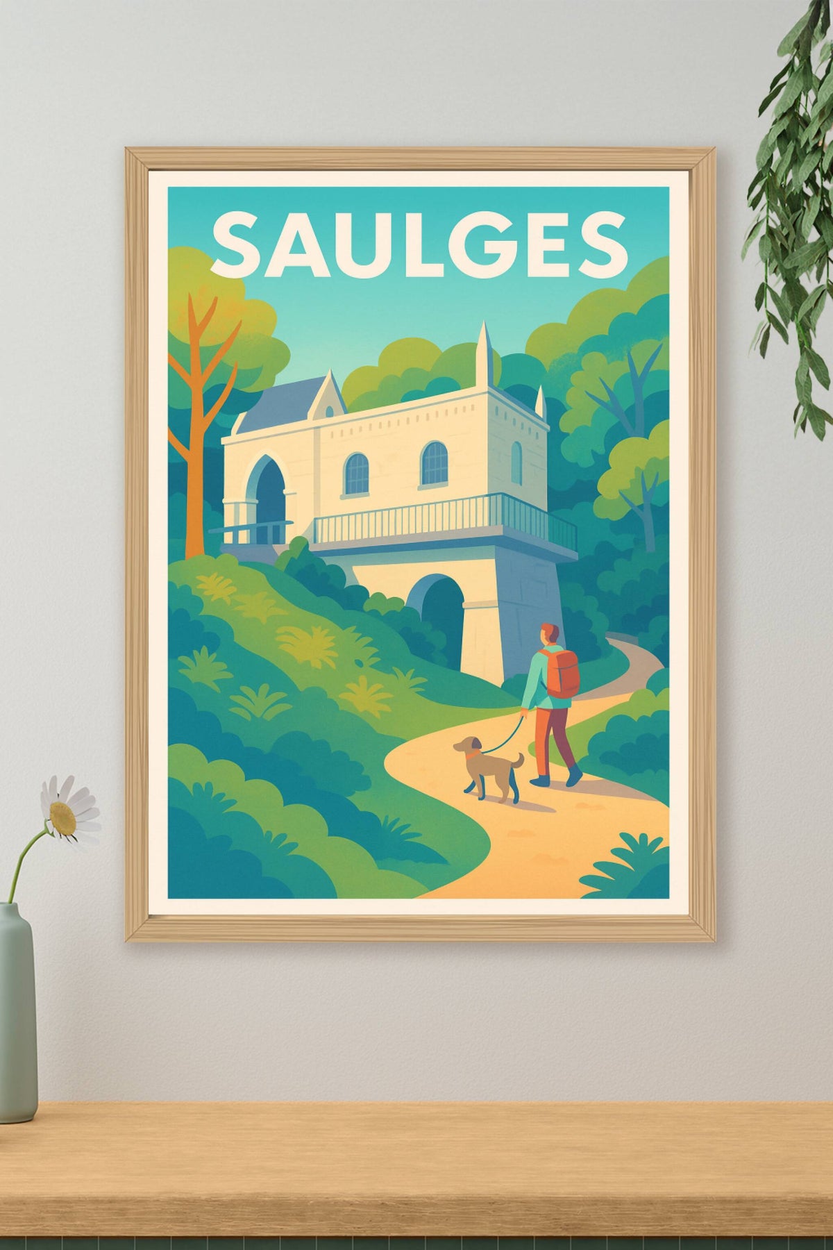 Affiche Saulges — Balade bucolique et patrimoine caché · poster d'art de Saulges