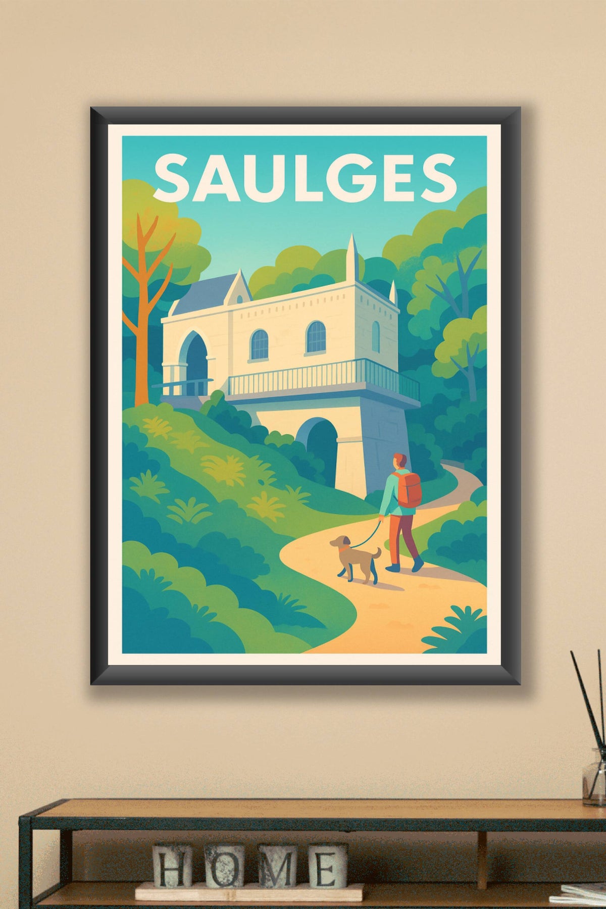 Affiche Saulges — Balade bucolique et patrimoine caché · poster d'art de Saulges