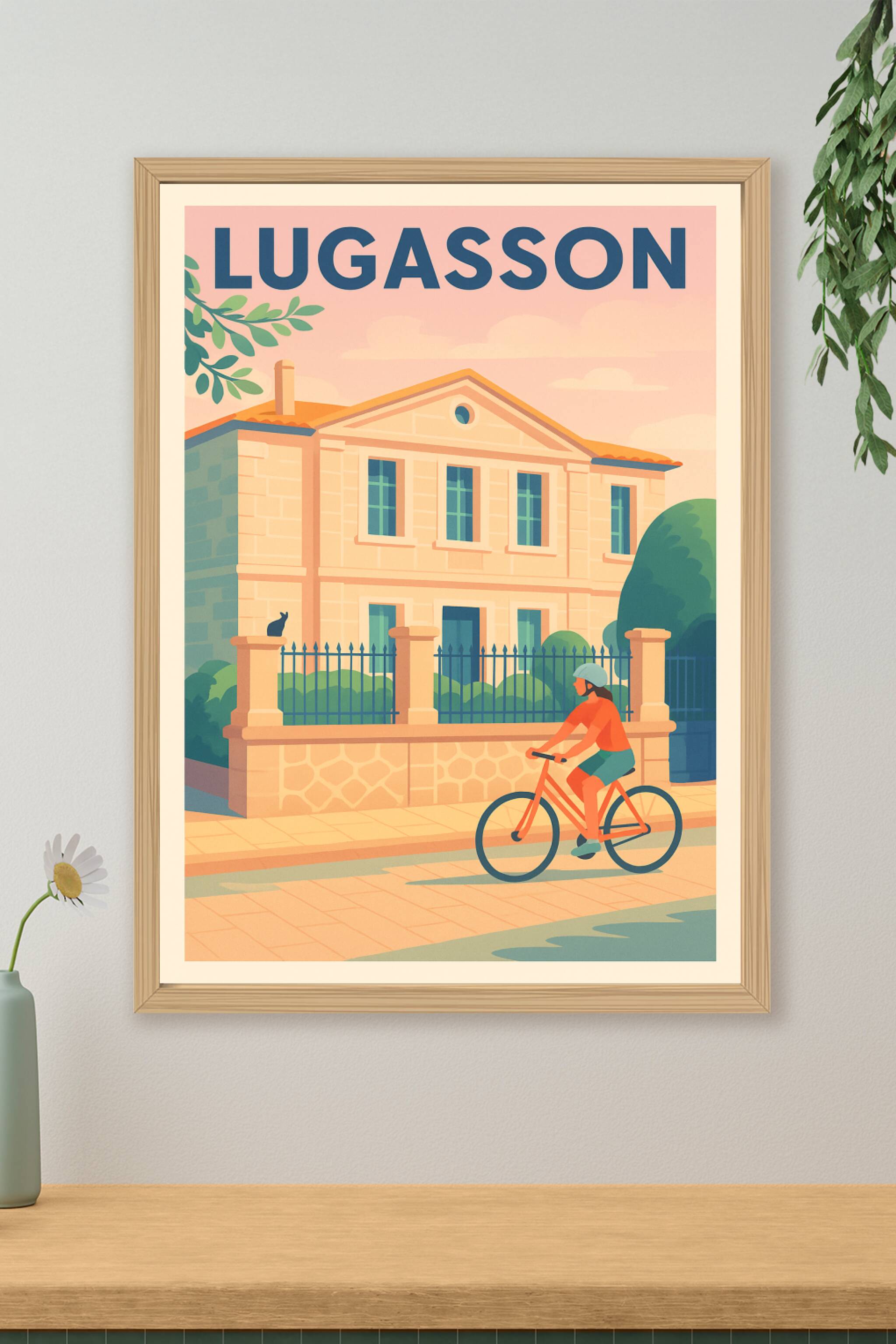 Affiche Lugasson — Douceur de vivre à vélo · poster d'art de Lugasson