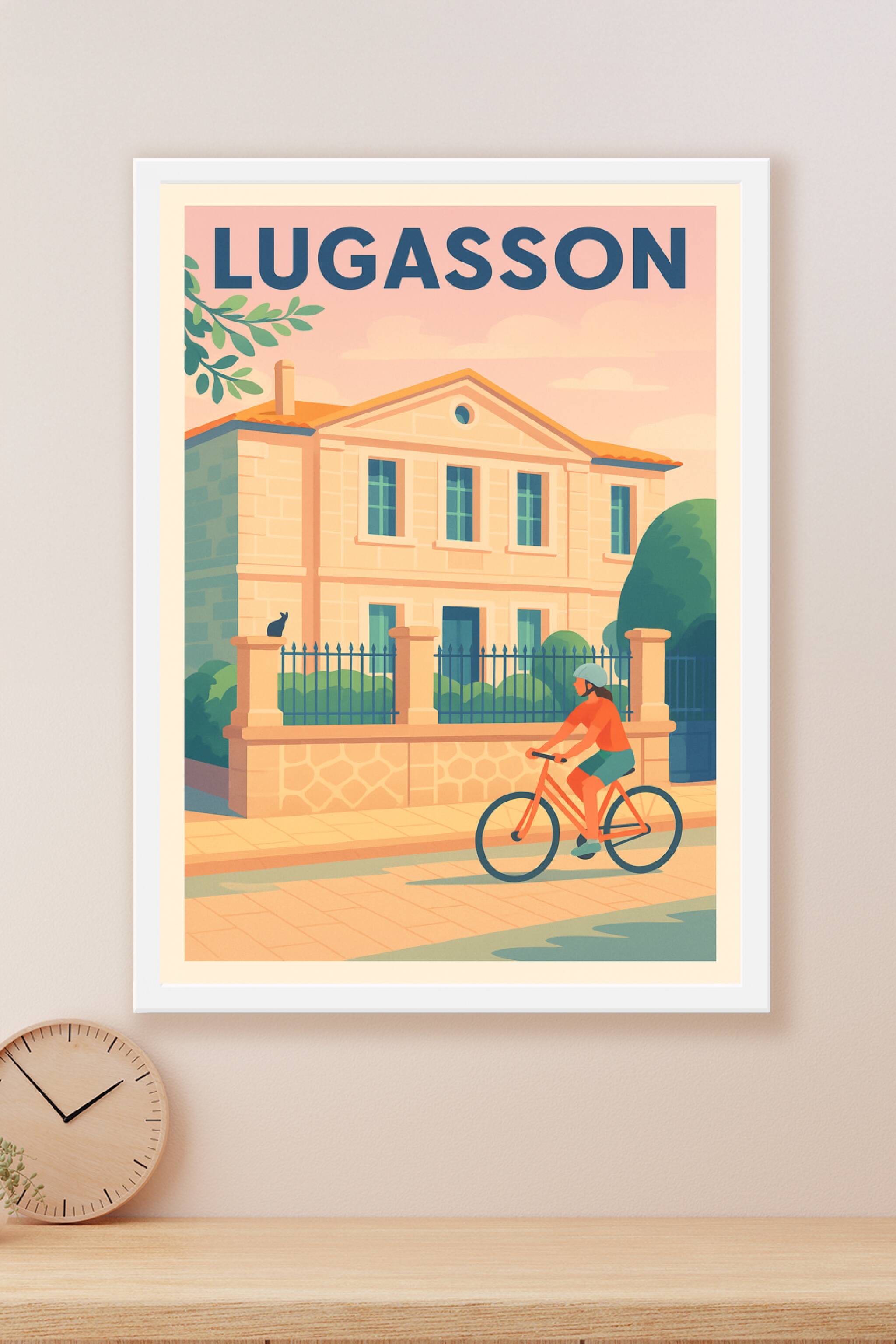 Affiche Lugasson — Douceur de vivre à vélo · poster d'art de Lugasson
