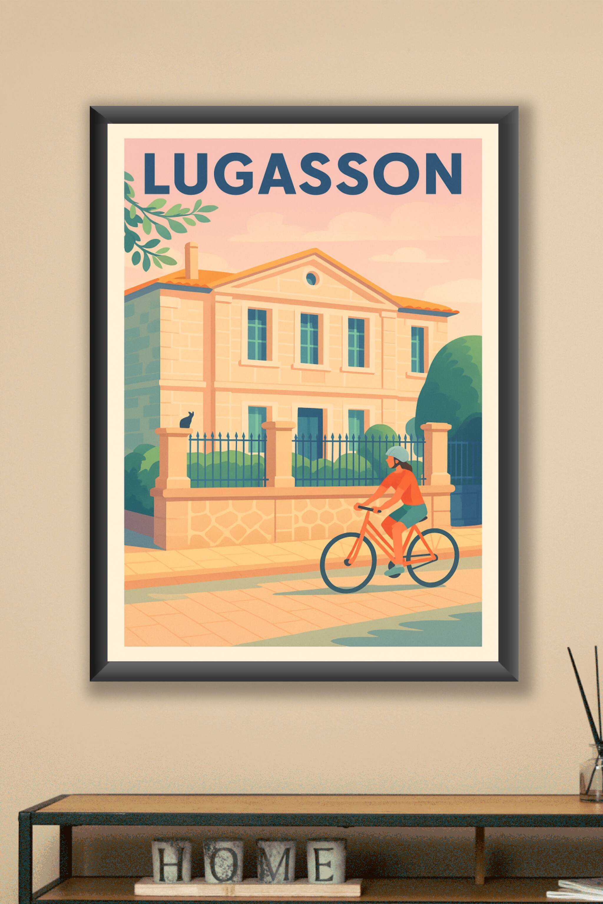 Affiche Lugasson — Douceur de vivre à vélo · poster d'art de Lugasson
