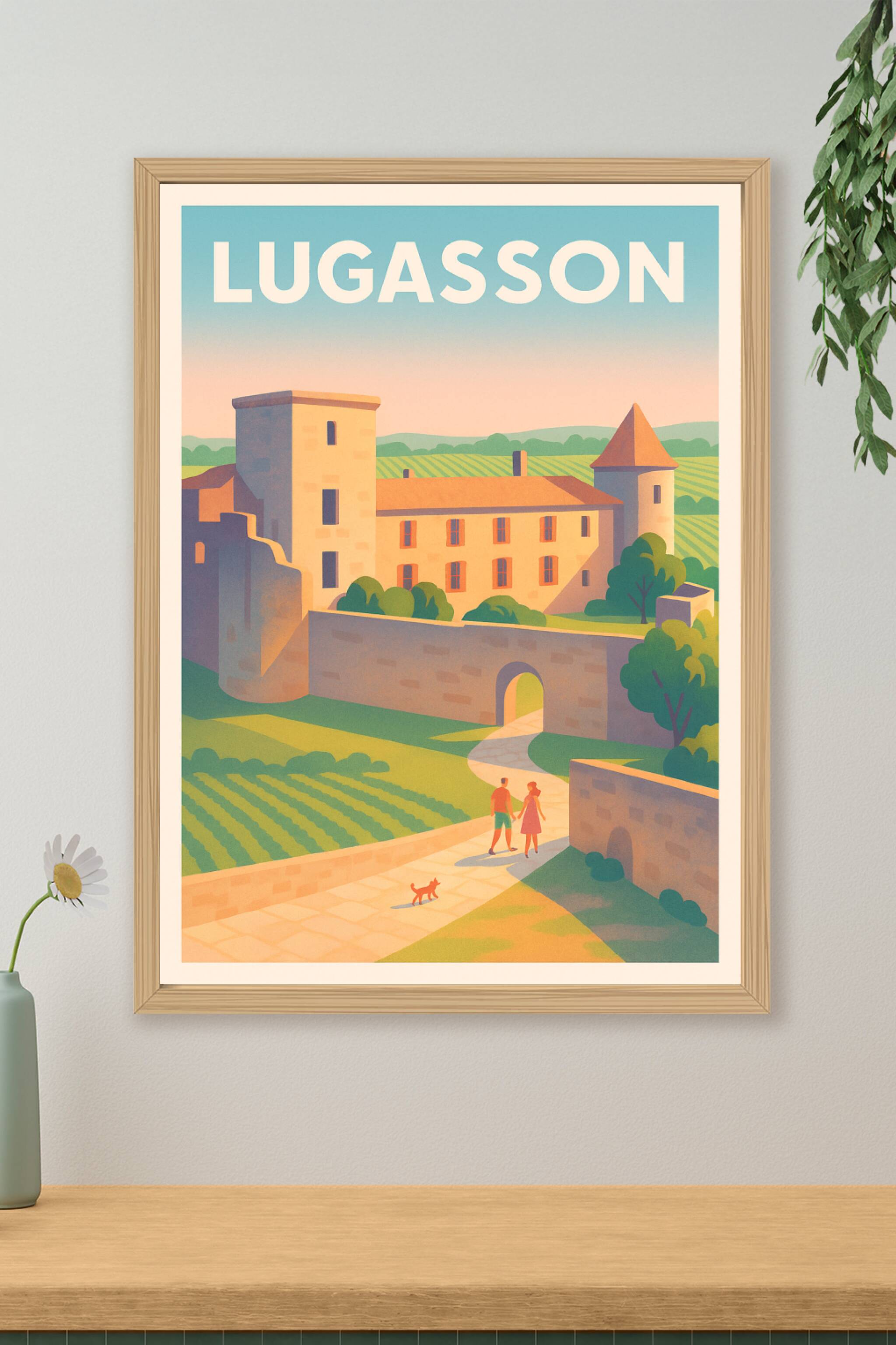 Affiche Lugasson — Promenade ensoleillée au château · poster d'art de Lugasson
