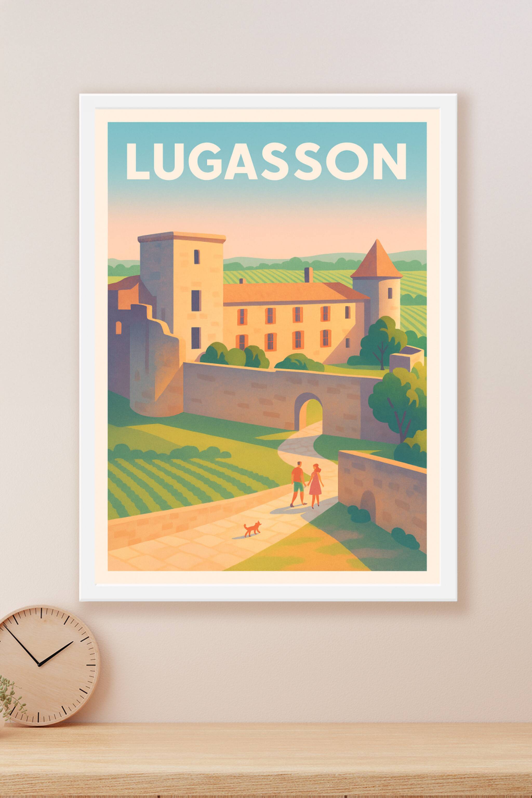 Affiche Lugasson — Promenade ensoleillée au château · poster d'art de Lugasson