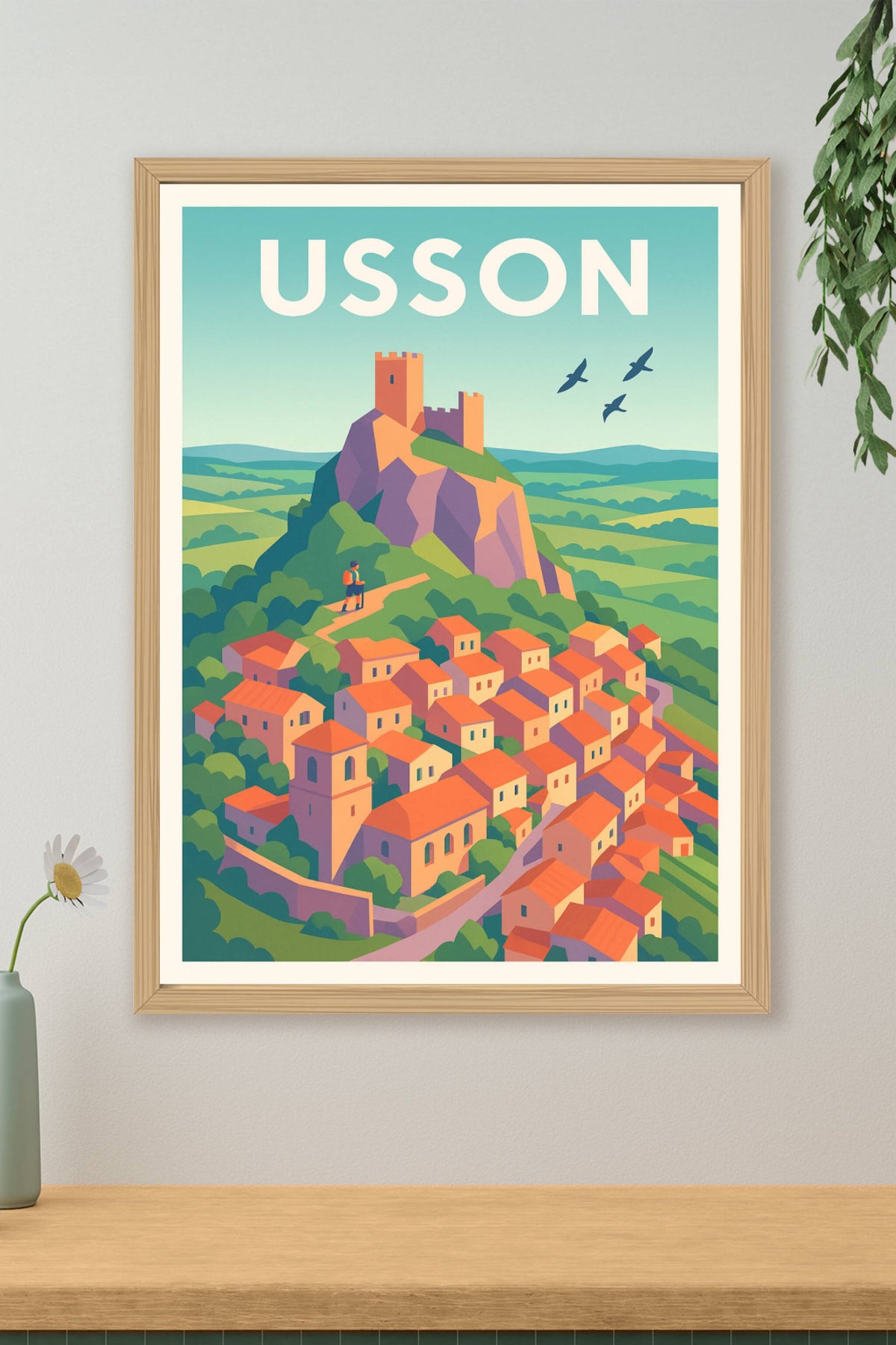 Affiche Usson — Village perché au charme intemporel · poster d'art de Usson