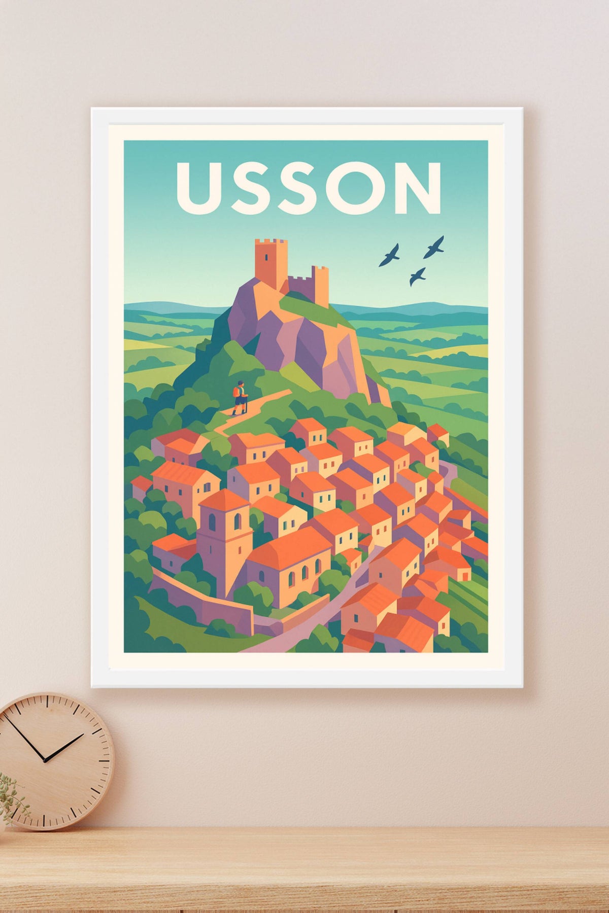 Affiche Usson — Village perché au charme intemporel · poster d'art de Usson