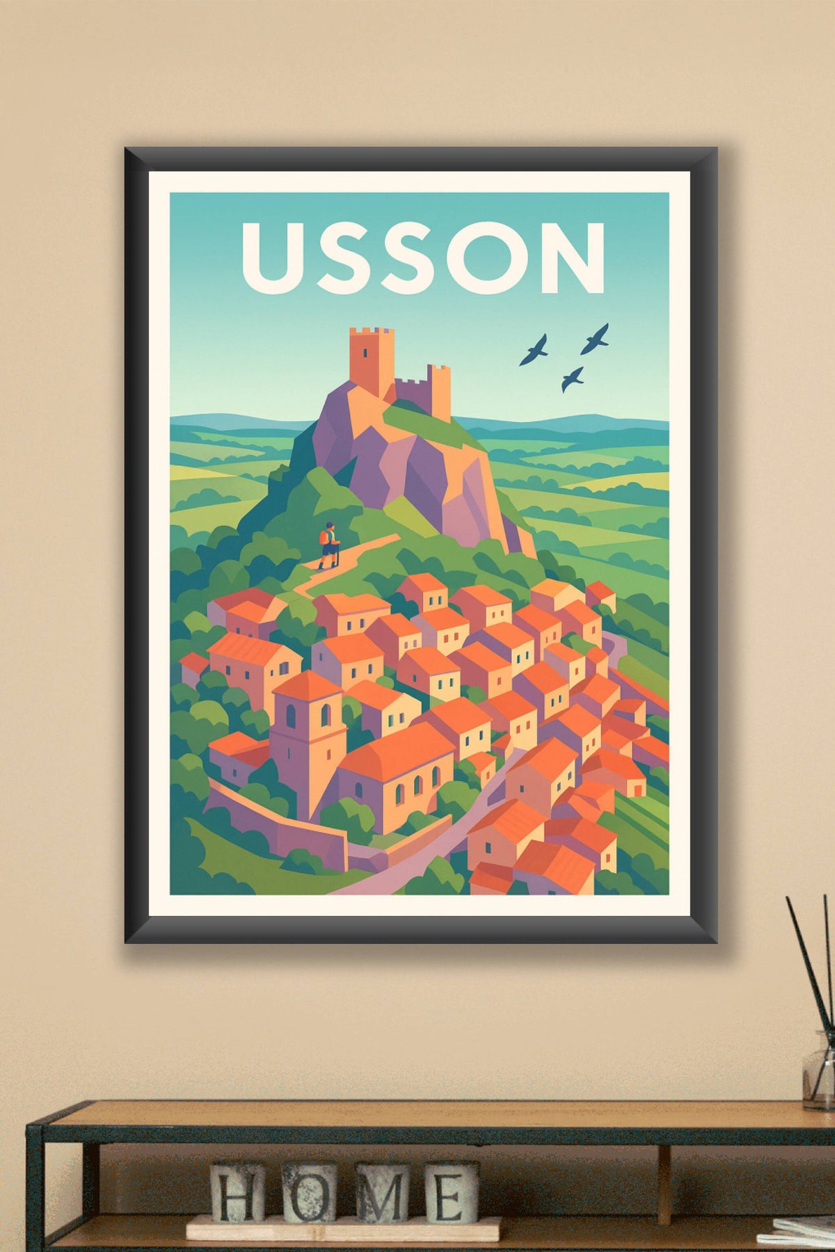 Affiche Usson — Village perché au charme intemporel · poster d'art de Usson