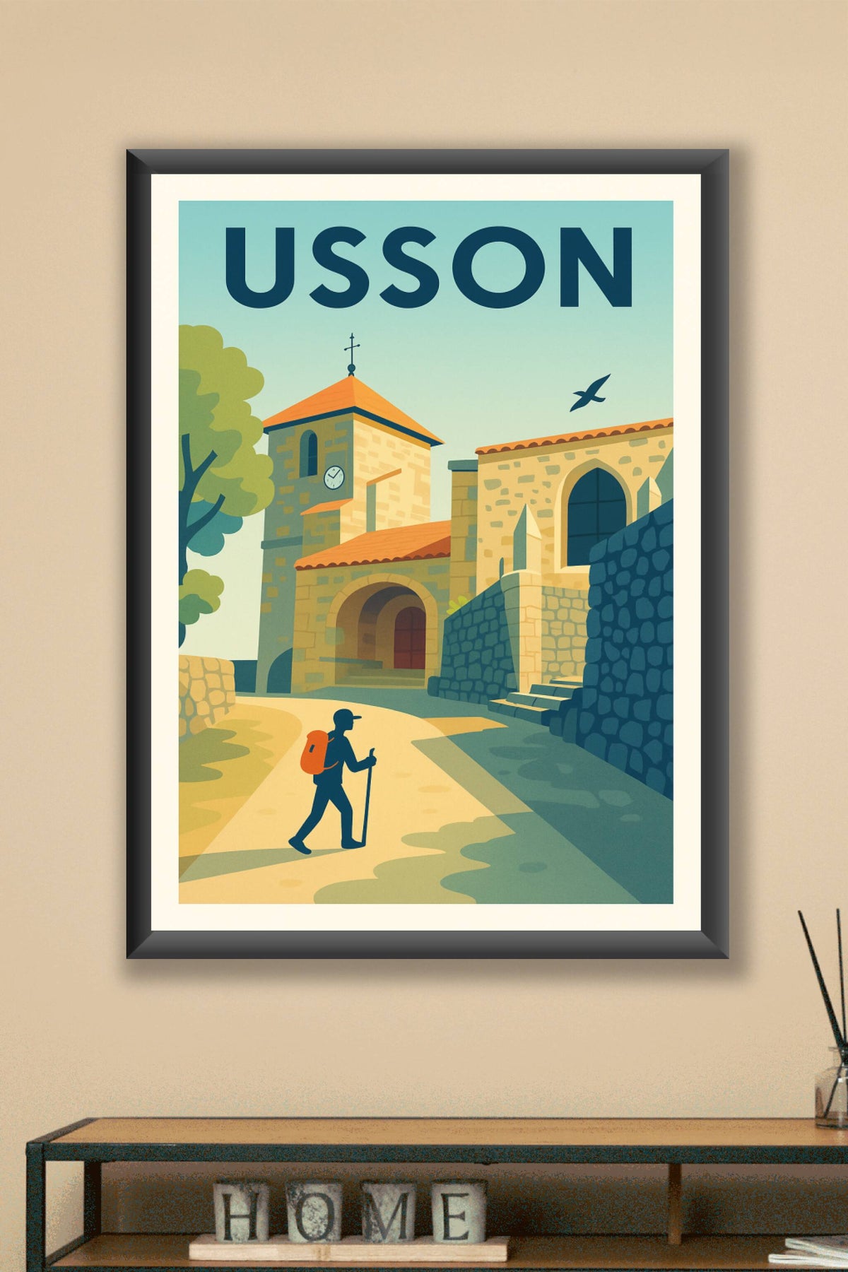 Affiche Usson — Évasion à travers l'histoire · poster d'art de Usson