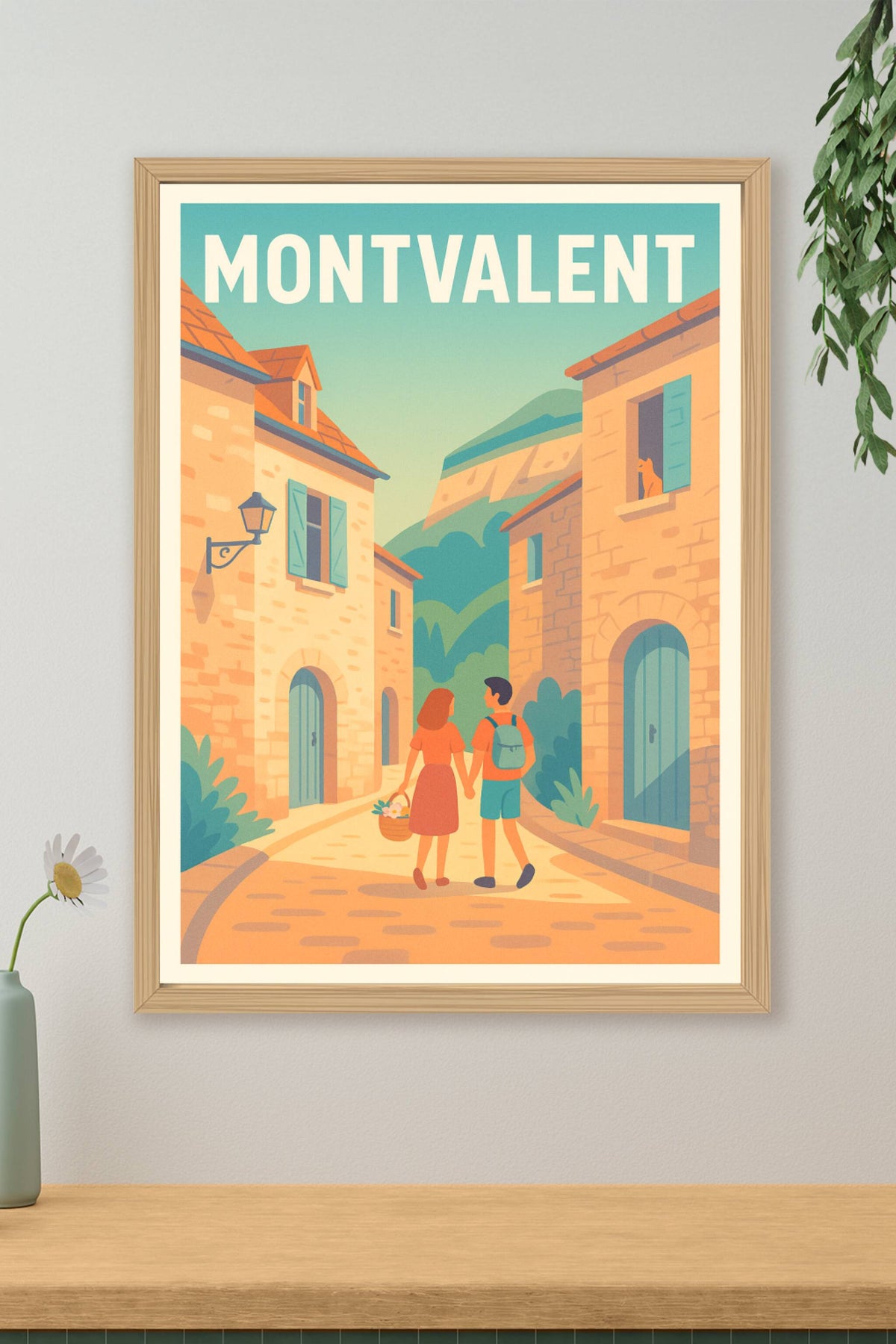 Affiche Montvalent — Promenade au cœur d'un village paisible · poster d'art de Montvalent