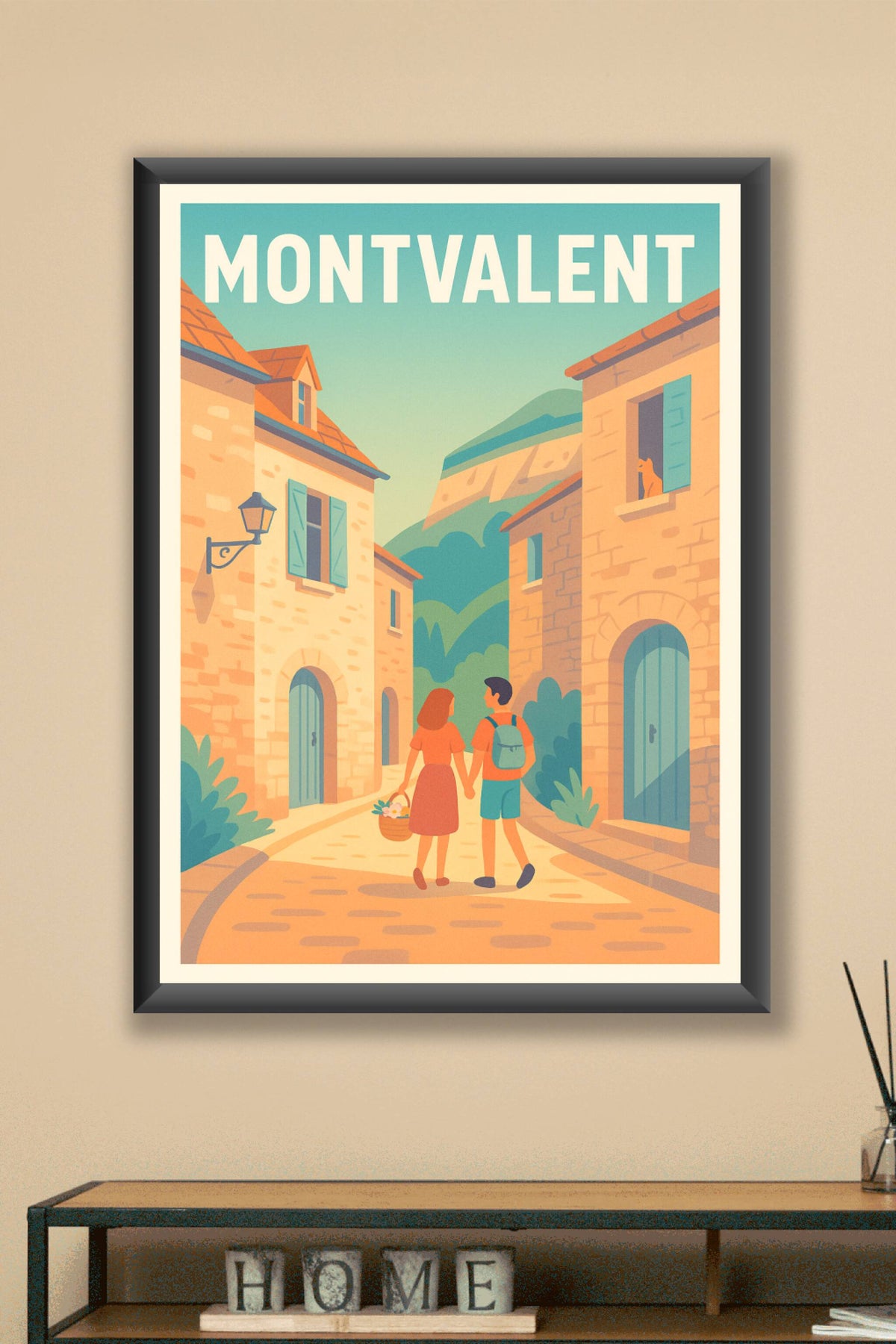Affiche Montvalent — Promenade au cœur d'un village paisible · poster d'art de Montvalent