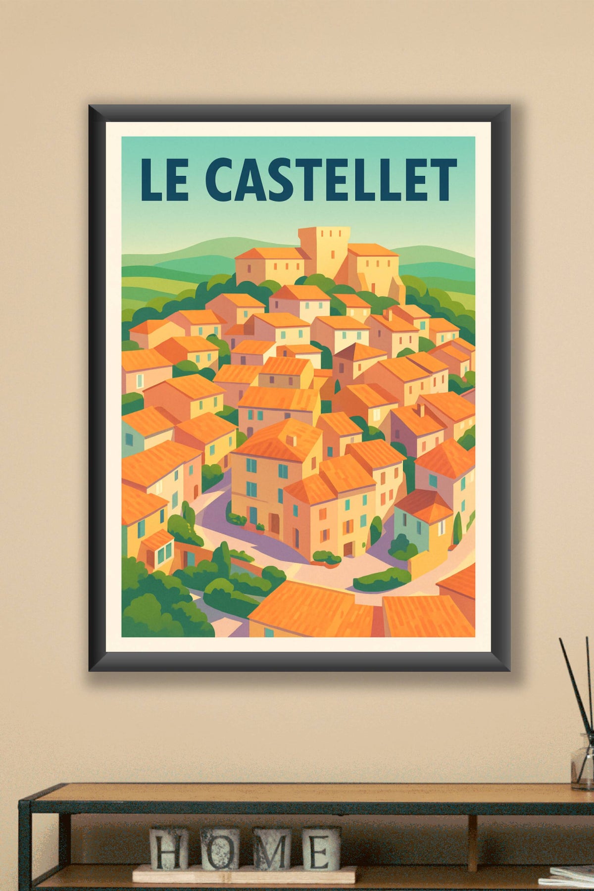 Affiche Le Castellet — Charme provençal ensoleillé · poster d'art de Le Castellet