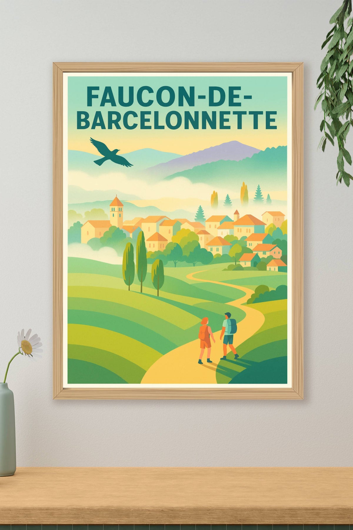 Affiche Faucon-de-Barcelonnette — Invitation à la randonnée en pleine nature · poster d'art de Faucon-de-Barcelonnette