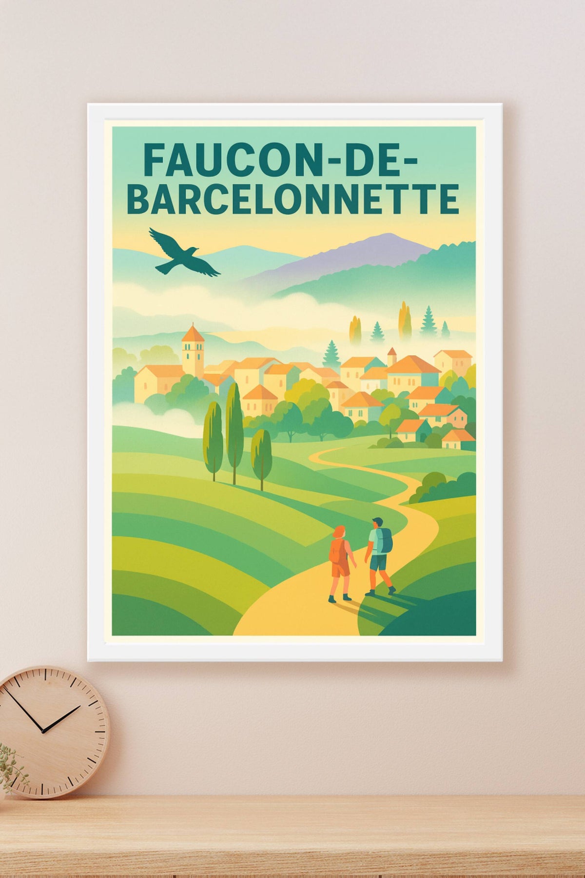 Affiche Faucon-de-Barcelonnette — Invitation à la randonnée en pleine nature · poster d'art de Faucon-de-Barcelonnette
