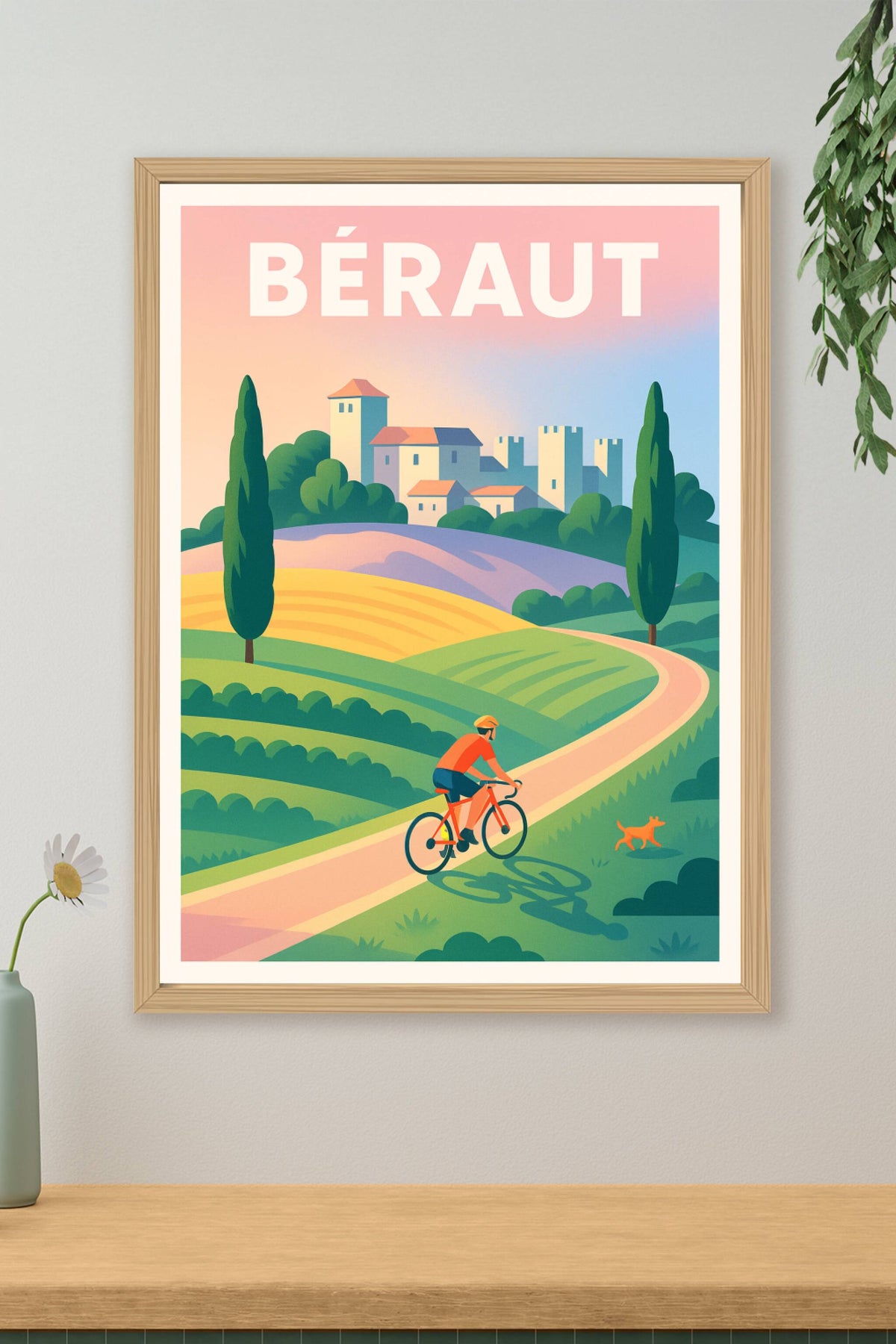 Affiche Béraut — Échappée verte à vélo · poster d'art de Béraut