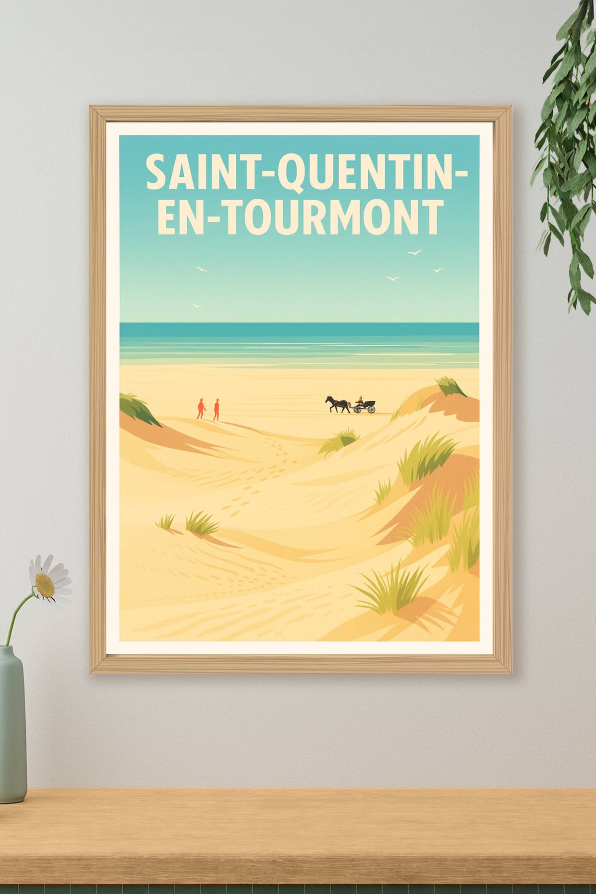 Affiche Saint-Quentin-en-Tourmont — Évasion sur les dunes · poster d'art de Saint-Quentin-en-Tourmont
