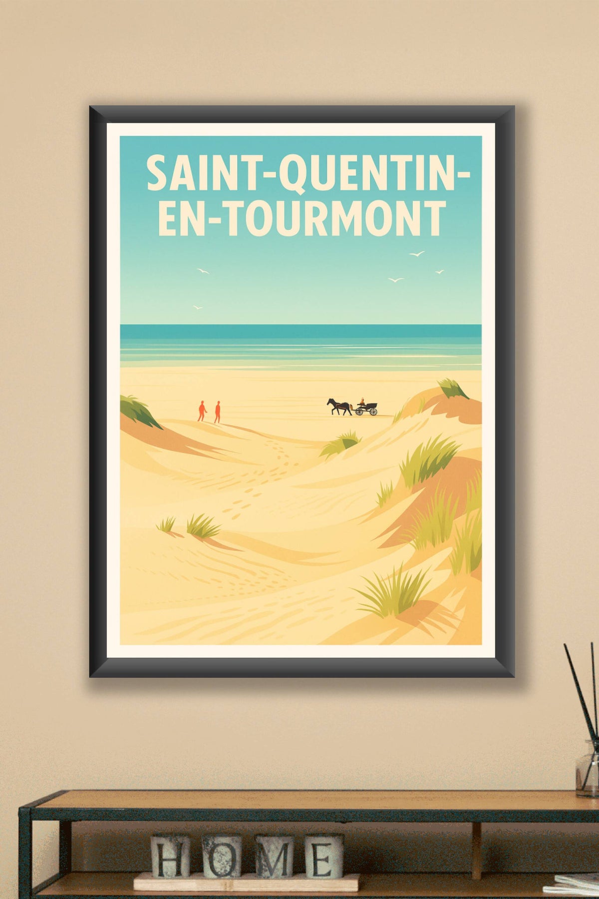 Affiche Saint-Quentin-en-Tourmont — Évasion sur les dunes · poster d'art de Saint-Quentin-en-Tourmont