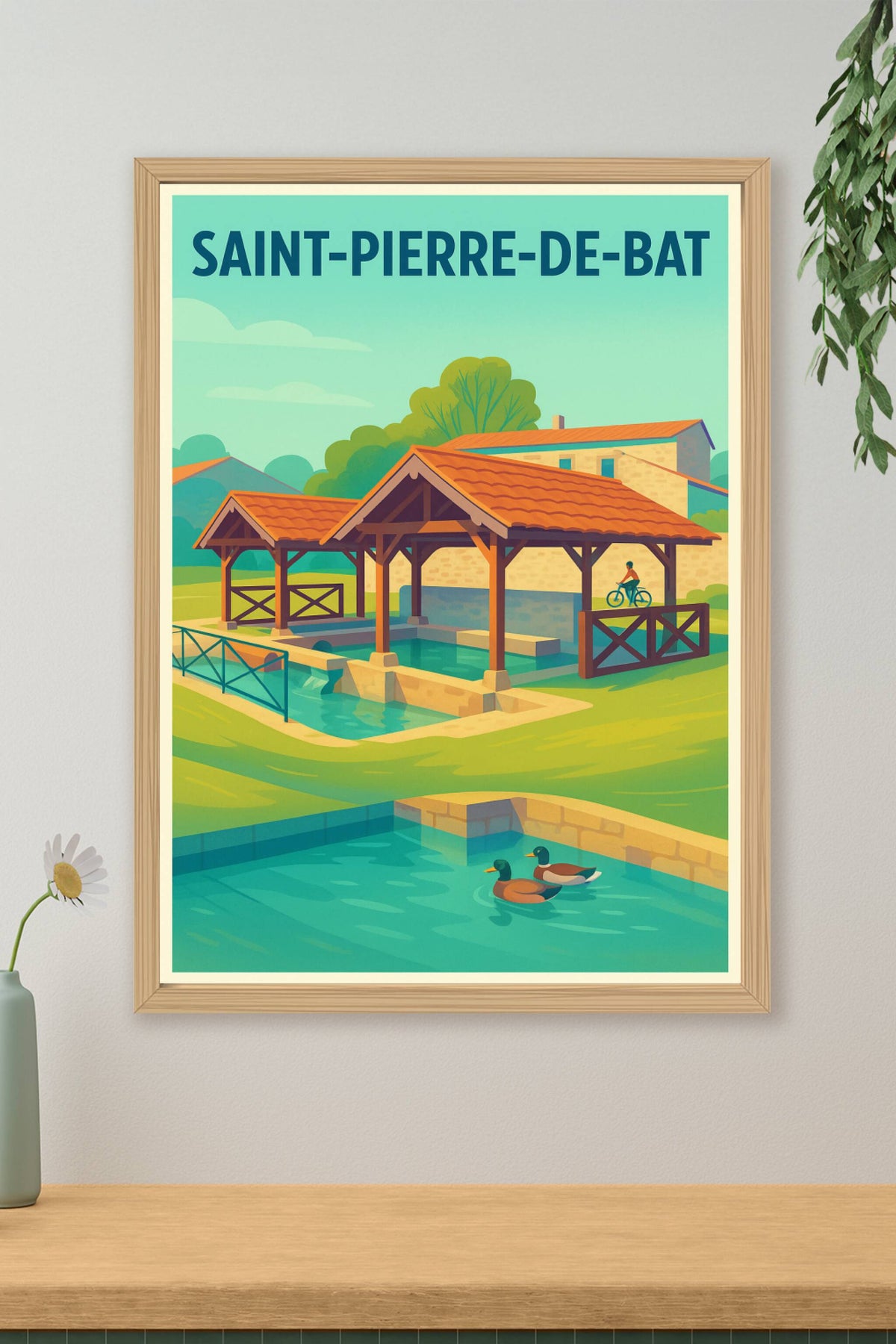Affiche Saint-Pierre-de-Bat — Charme et sérénité en Aquitaine · poster d'art de Saint-Pierre-de-Bat