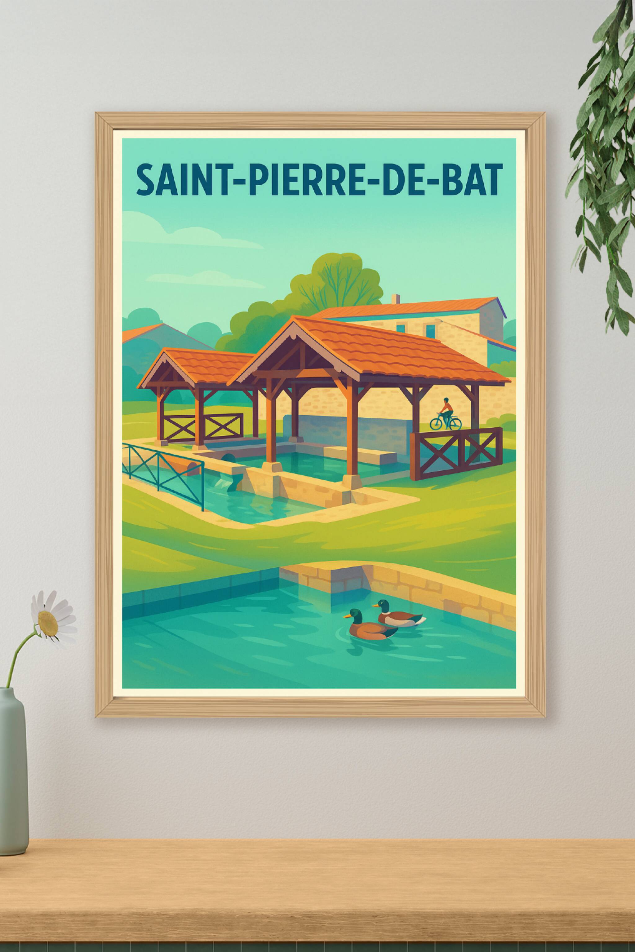 Affiche Saint-Pierre-de-Bat — Charme et sérénité en Aquitaine · poster d'art de Saint-Pierre-de-Bat
