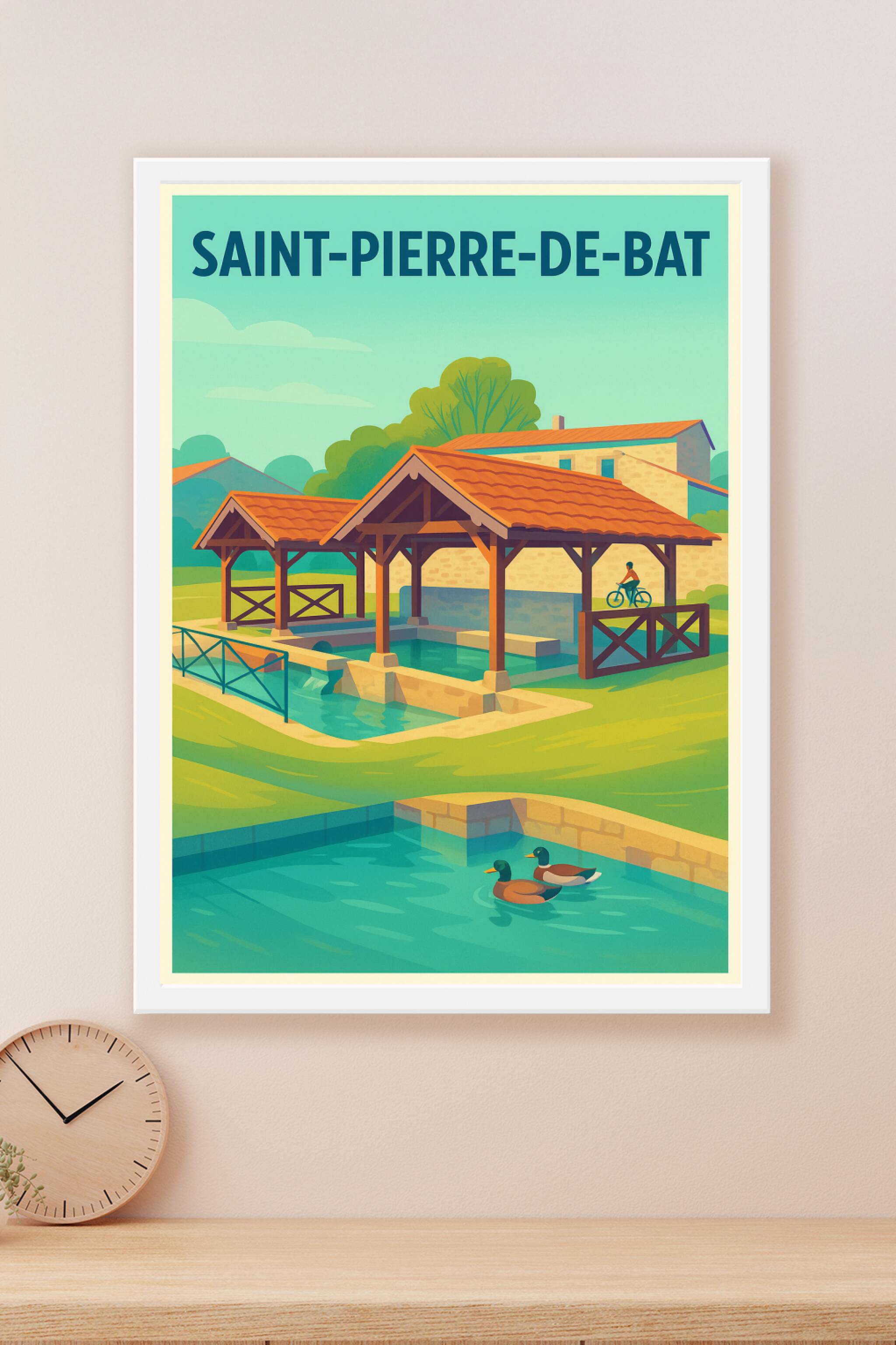 Affiche Saint-Pierre-de-Bat — Charme et sérénité en Aquitaine · poster d'art de Saint-Pierre-de-Bat