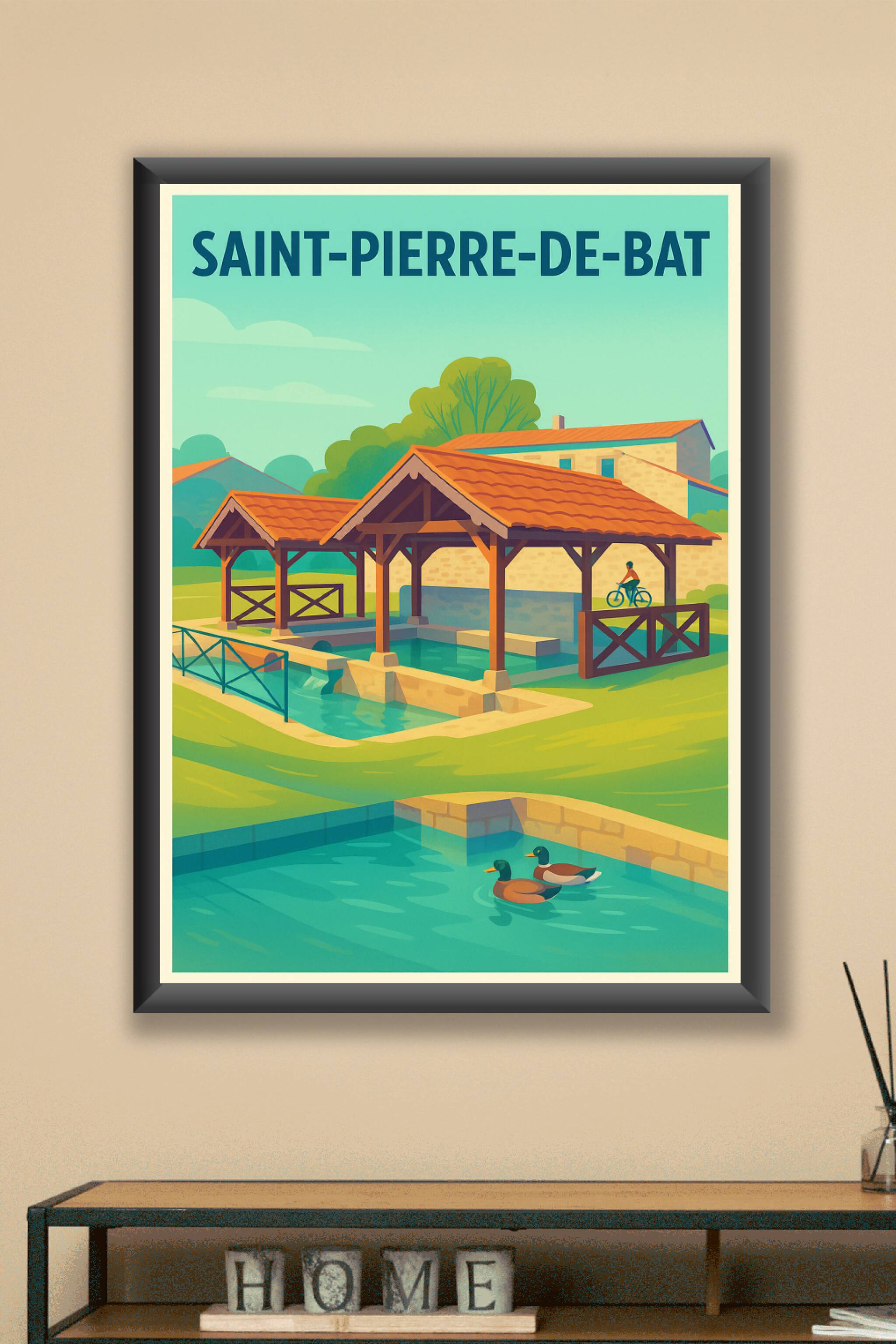 Affiche Saint-Pierre-de-Bat — Charme et sérénité en Aquitaine · poster d'art de Saint-Pierre-de-Bat