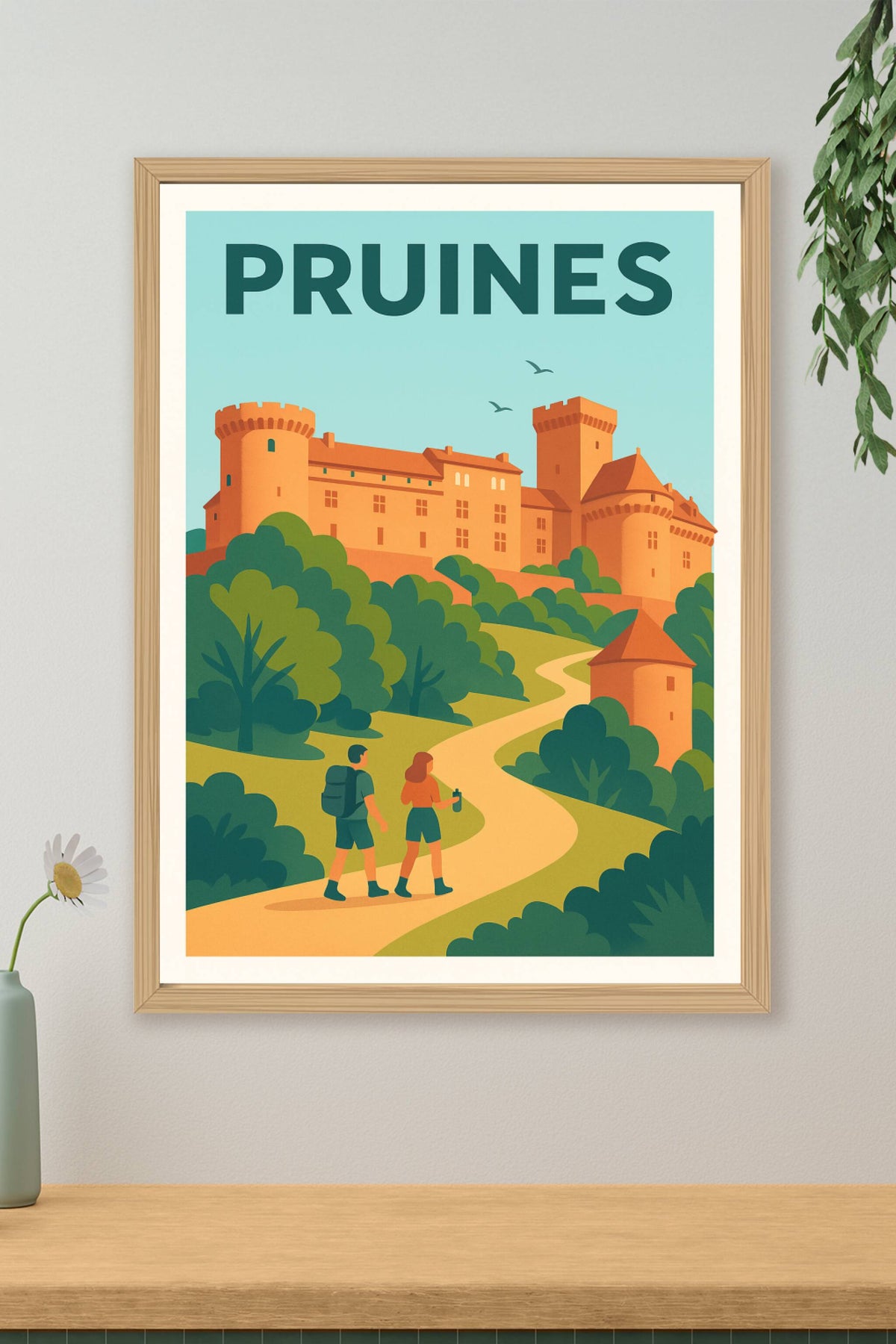 Affiche Pruines — Invitation à la découverte médiévale · poster d'art de Pruines