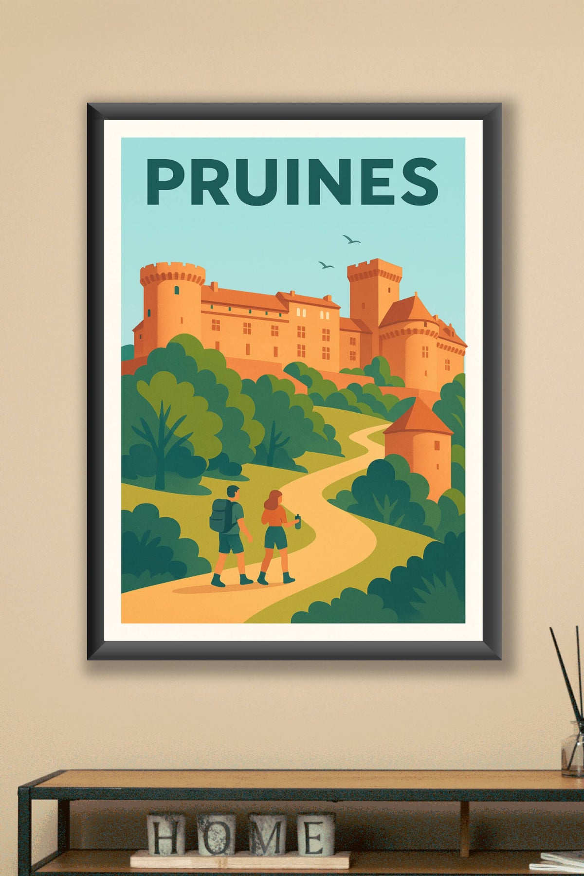 Affiche Pruines — Invitation à la découverte médiévale · poster d'art de Pruines