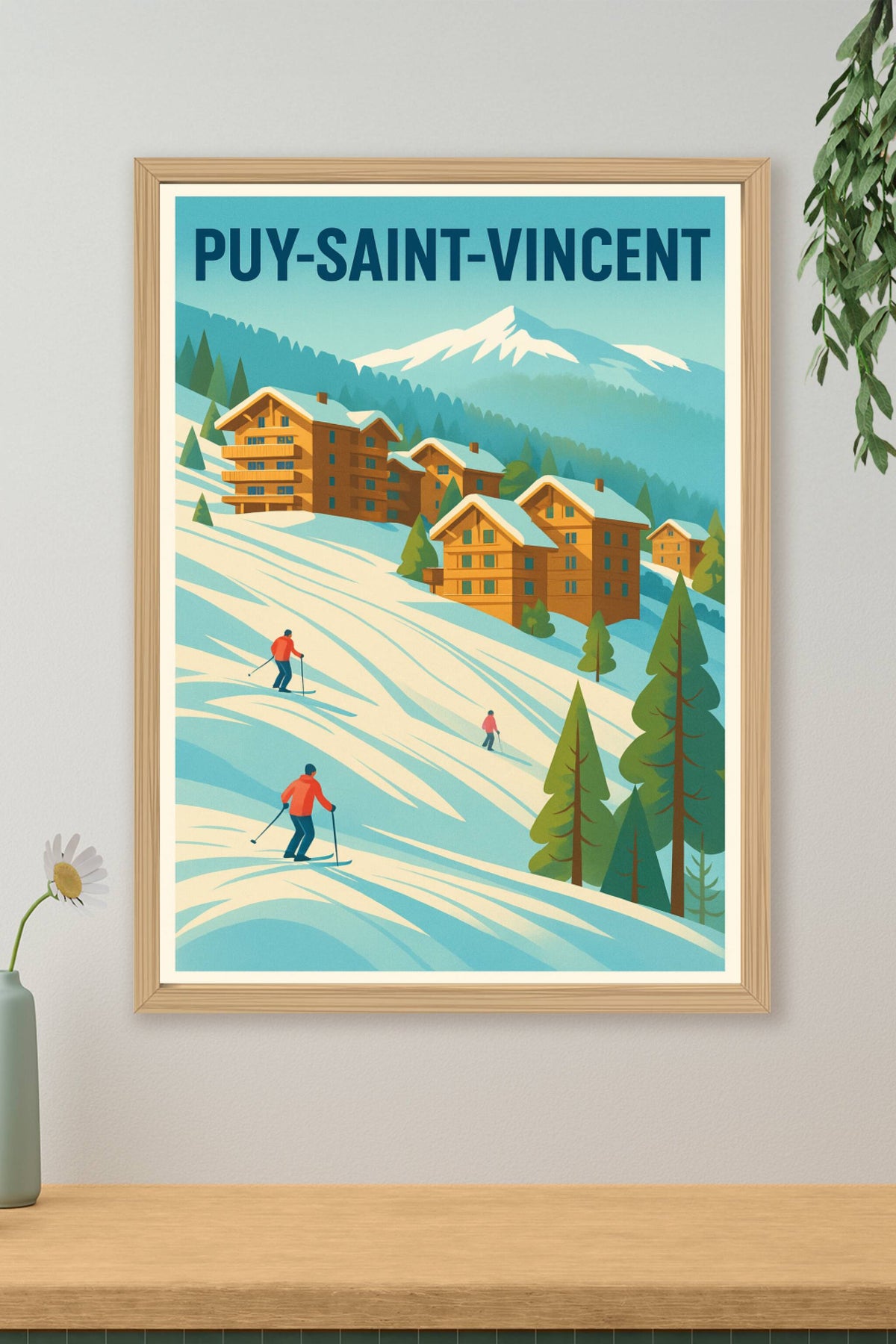 Affiche Puy-Saint-Vincent — Charme alpin et glisse en montagne · poster d'art de Puy-Saint-Vincent