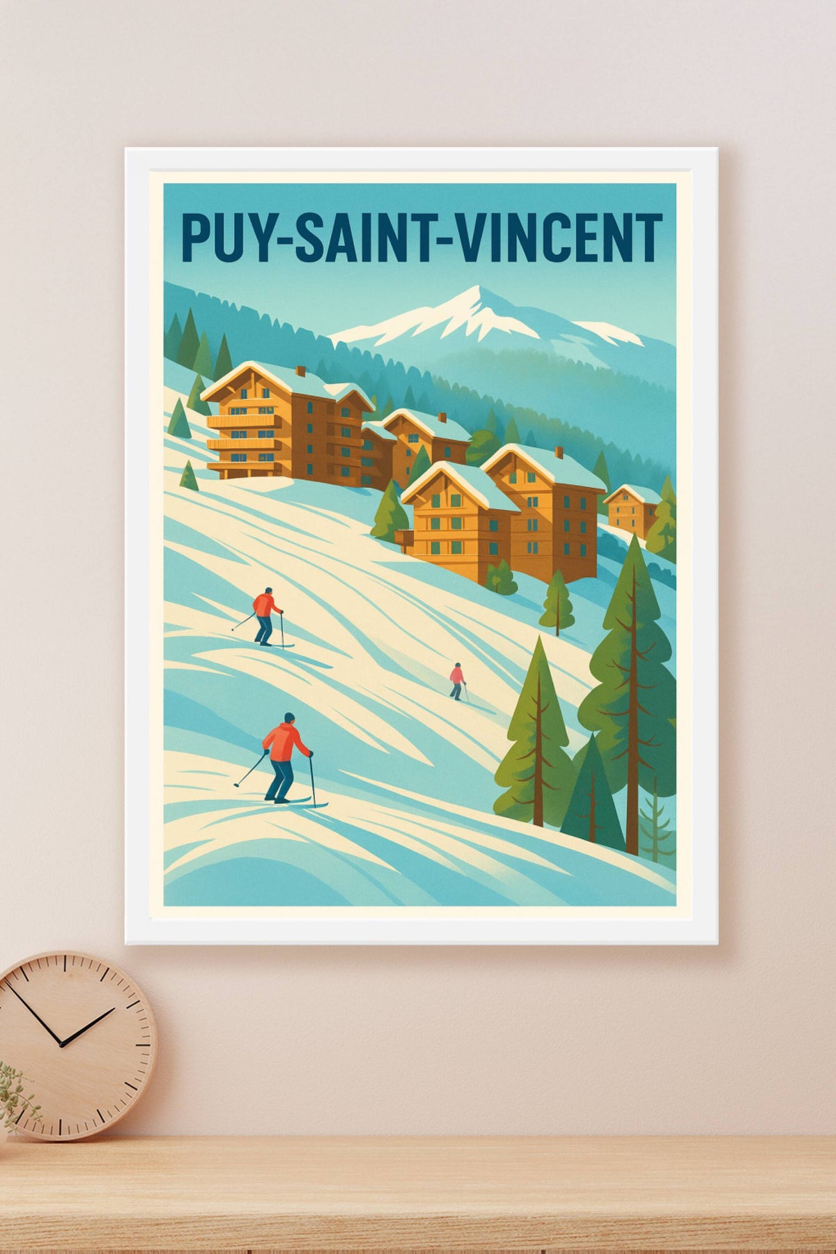 Affiche Puy-Saint-Vincent — Charme alpin et glisse en montagne · poster d'art de Puy-Saint-Vincent