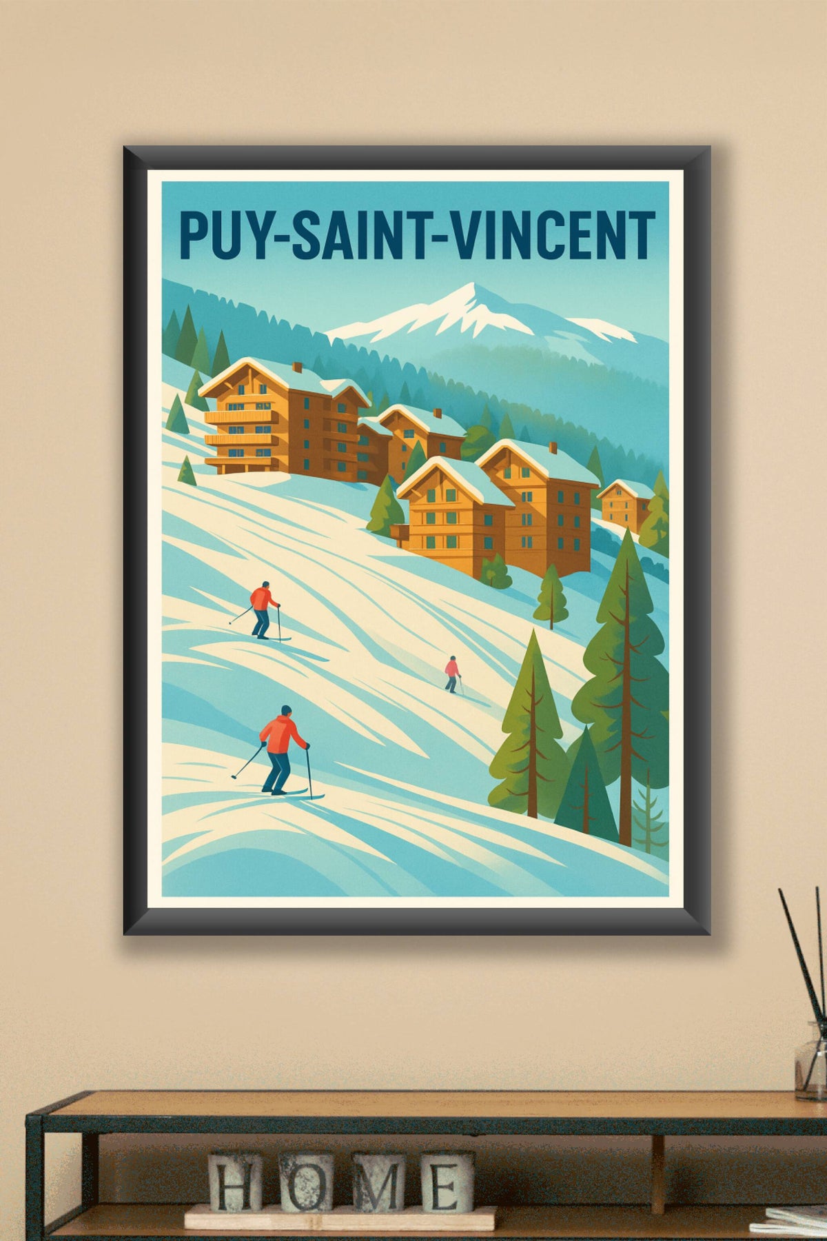 Affiche Puy-Saint-Vincent — Charme alpin et glisse en montagne · poster d'art de Puy-Saint-Vincent