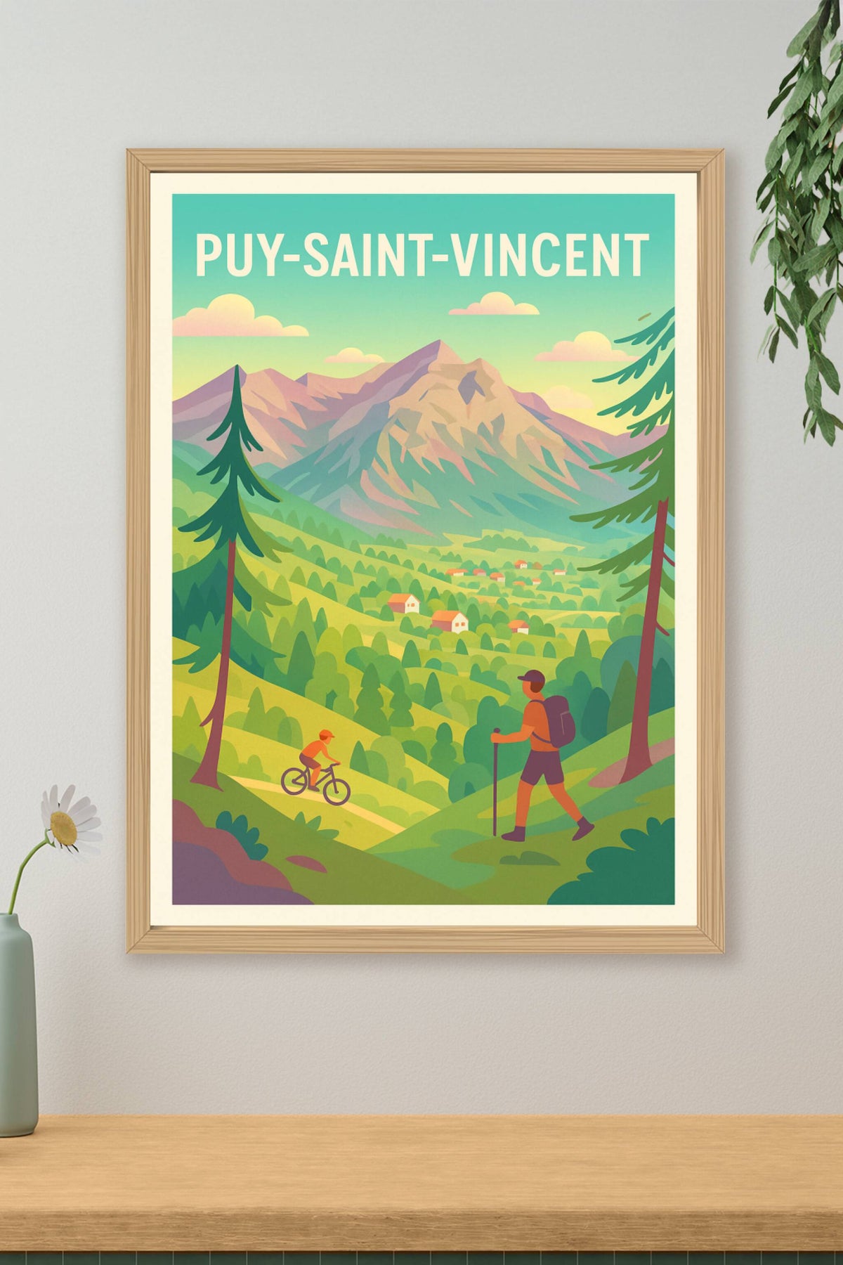 Affiche Puy-Saint-Vincent — Évasion nature entre montagnes et sentiers · poster d'art de Puy-Saint-Vincent