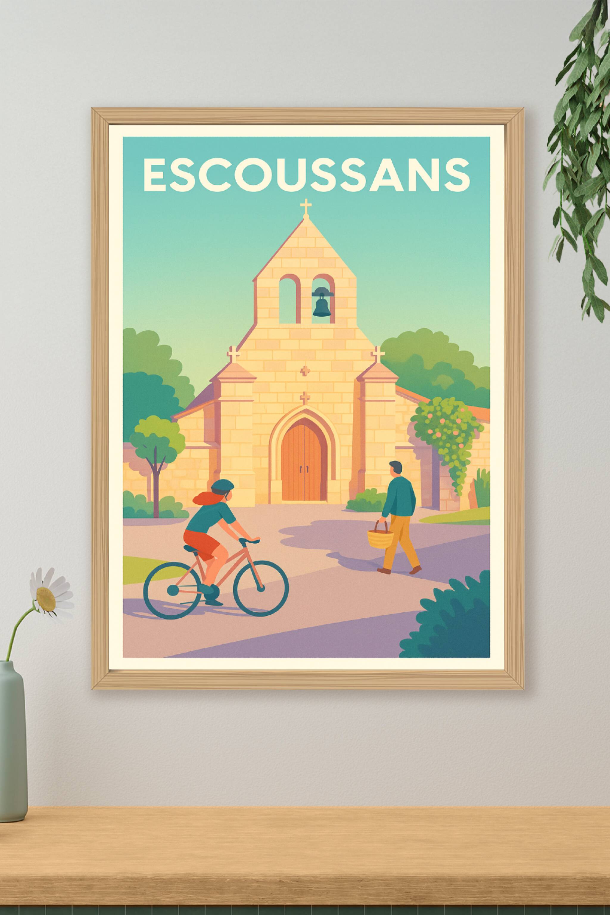 Affiche de Escoussans - L'église au cœur du charme villageois