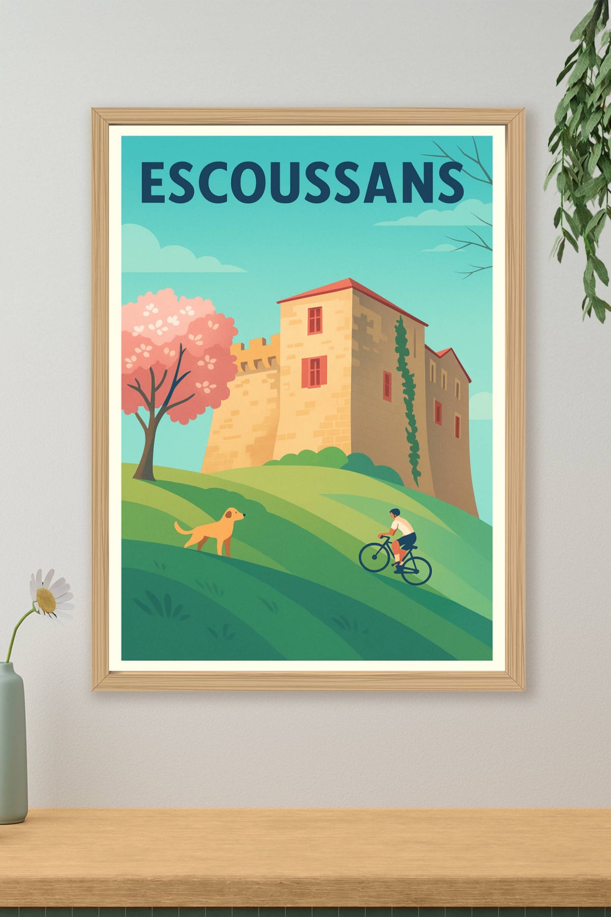 Affiche Escoussans — Évasion champêtre et patrimoine · poster d'art de Escoussans