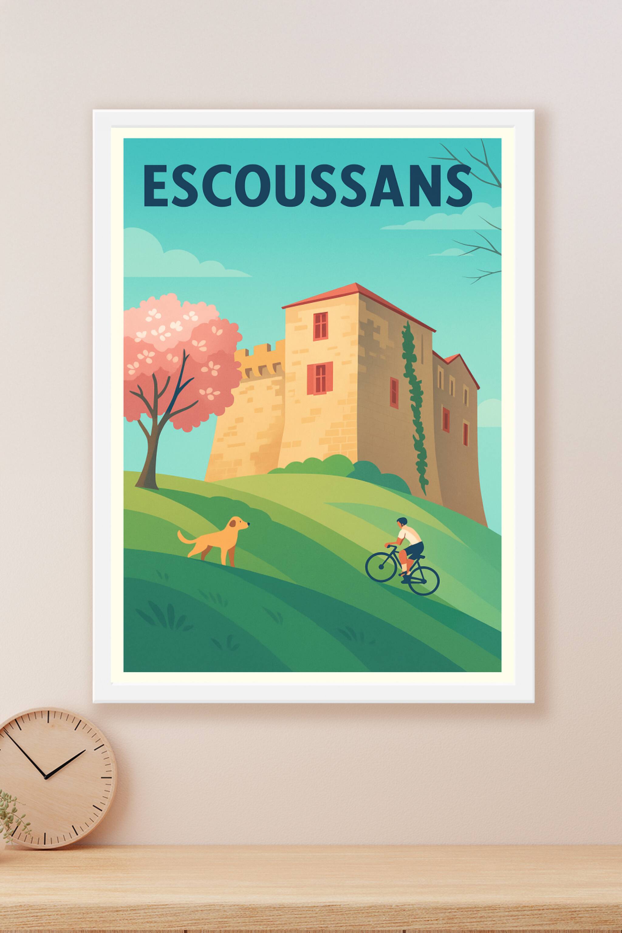 Affiche Escoussans — Évasion champêtre et patrimoine · poster d'art de Escoussans