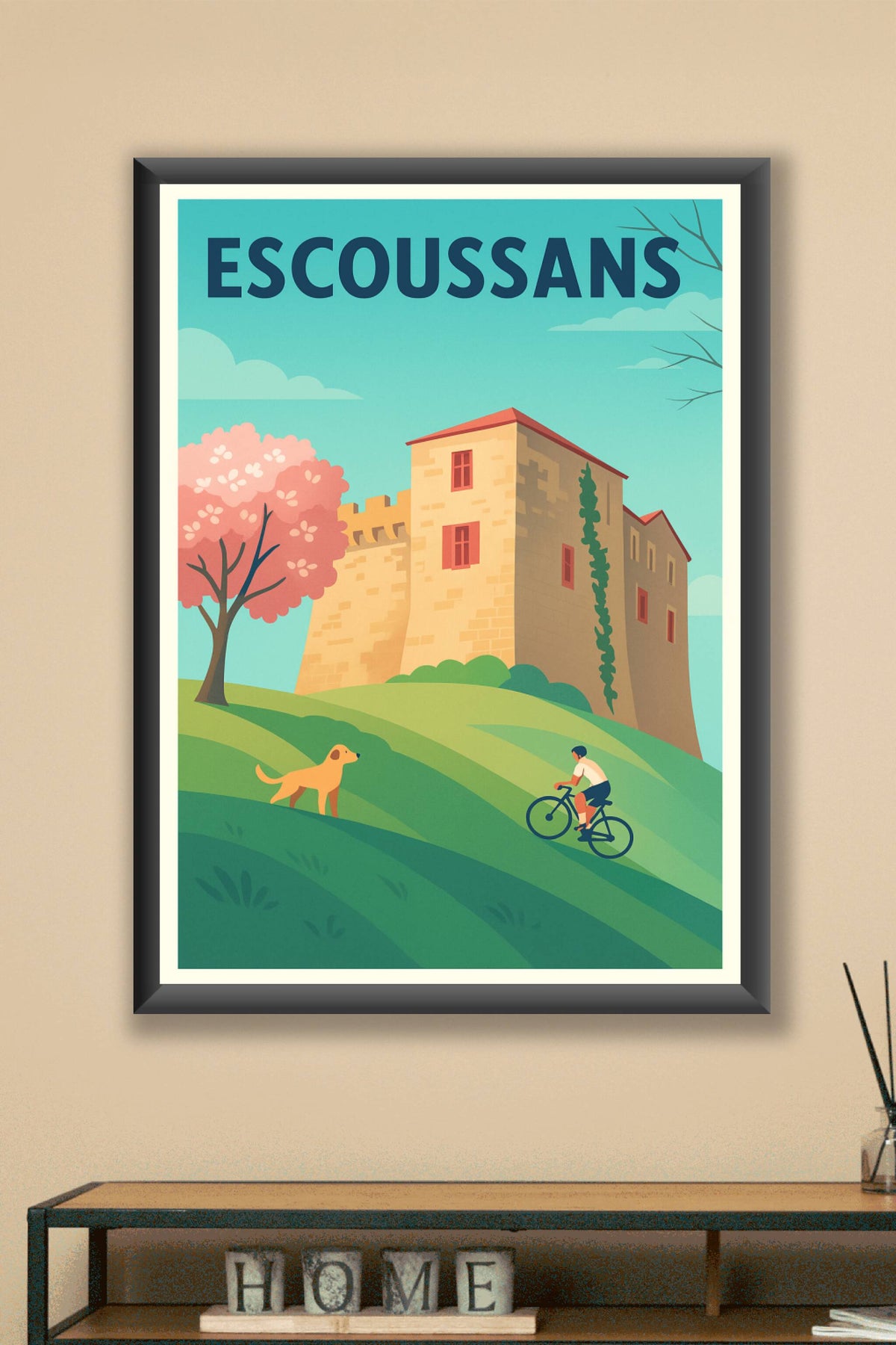 Affiche Escoussans — Évasion champêtre et patrimoine · poster d'art de Escoussans