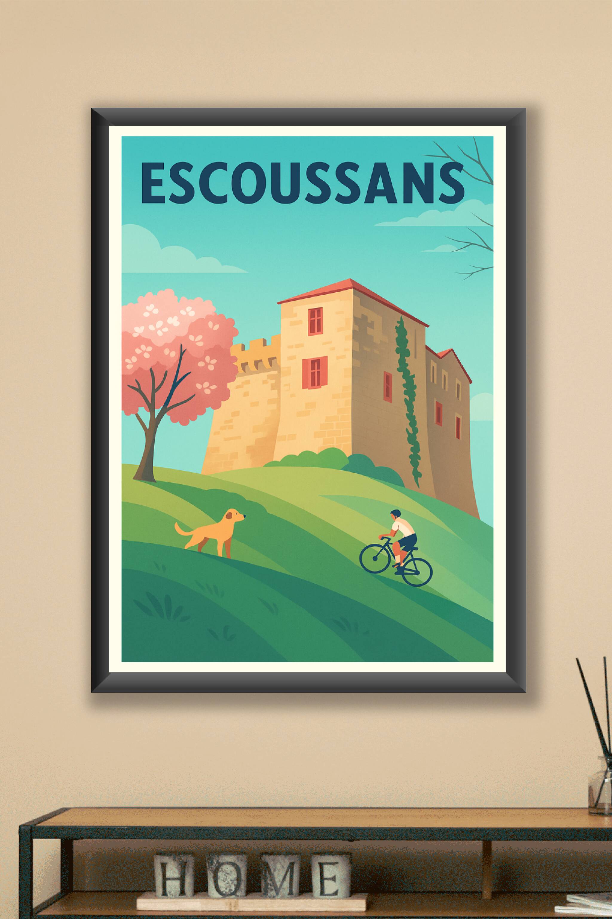 Affiche Escoussans — Évasion champêtre et patrimoine · poster d'art de Escoussans