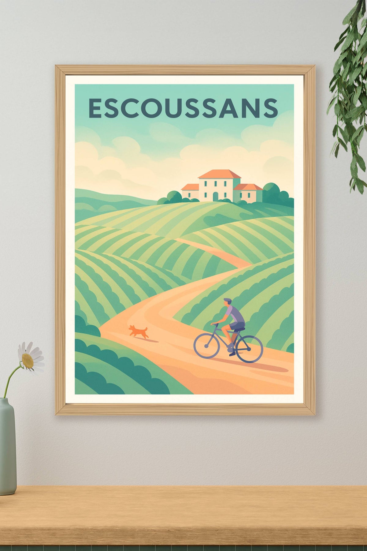 Affiche Escoussans — Évasion champêtre à vélo · poster d'art de Escoussans