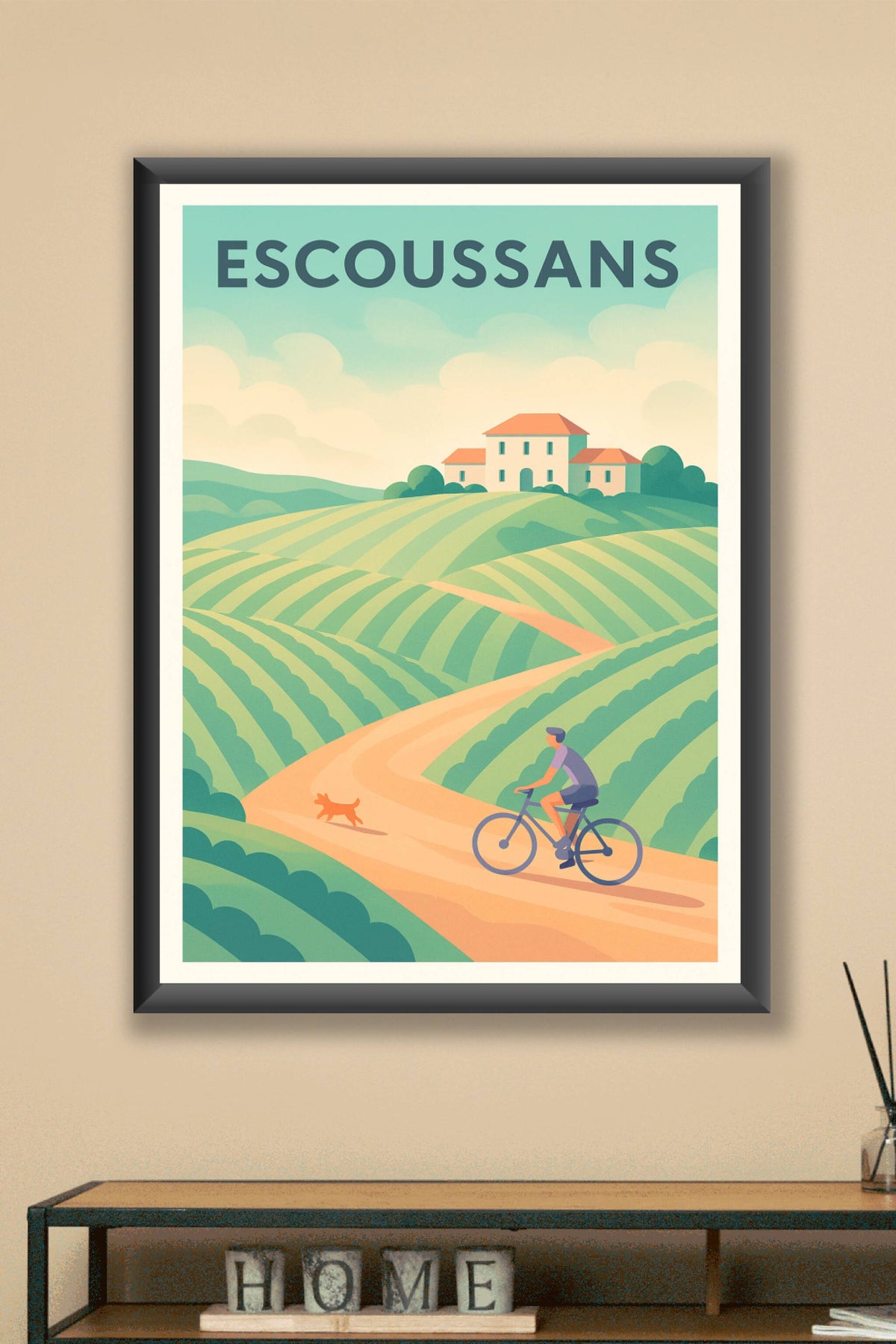 Affiche Escoussans — Évasion champêtre à vélo · poster d'art de Escoussans