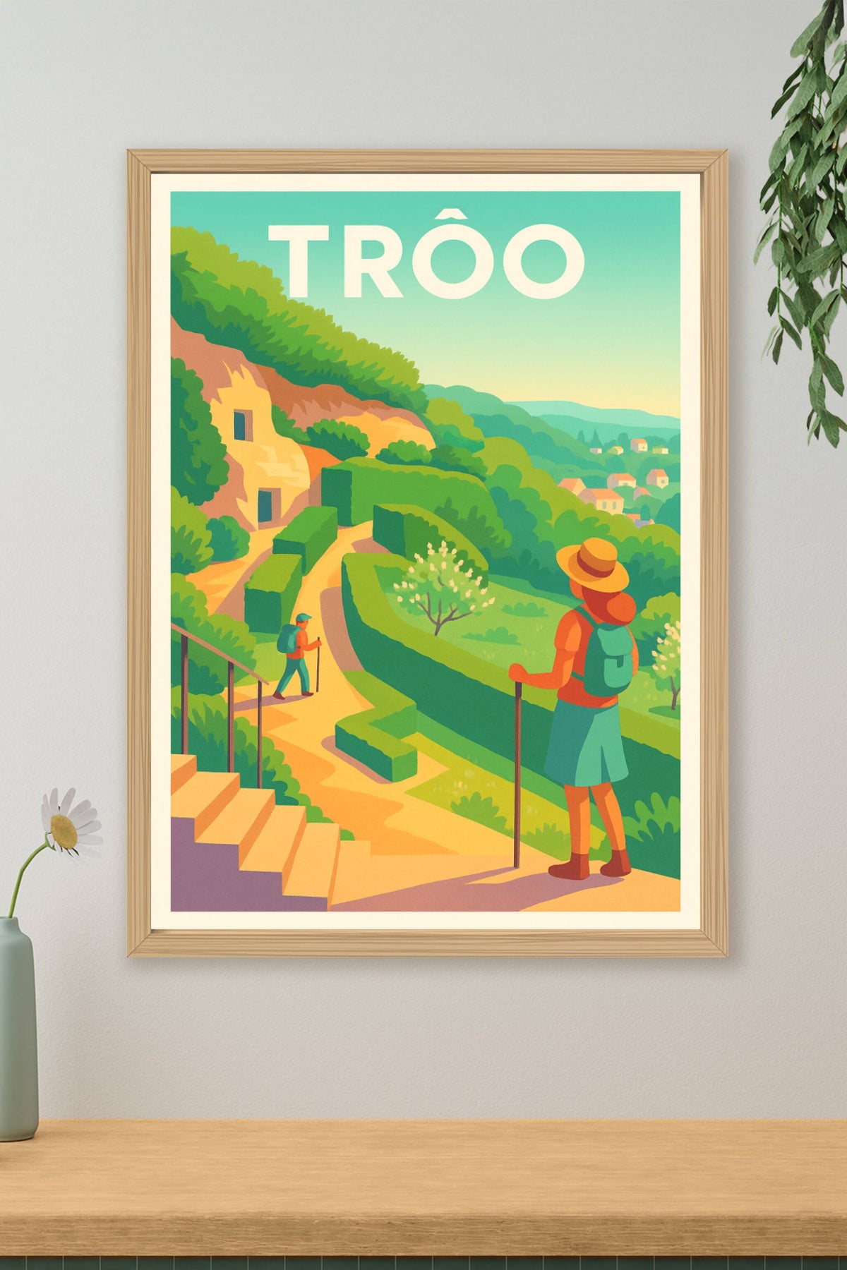 Affiche Trôo — Évasion nature et patrimoine troglodytique · poster d'art de Trôo