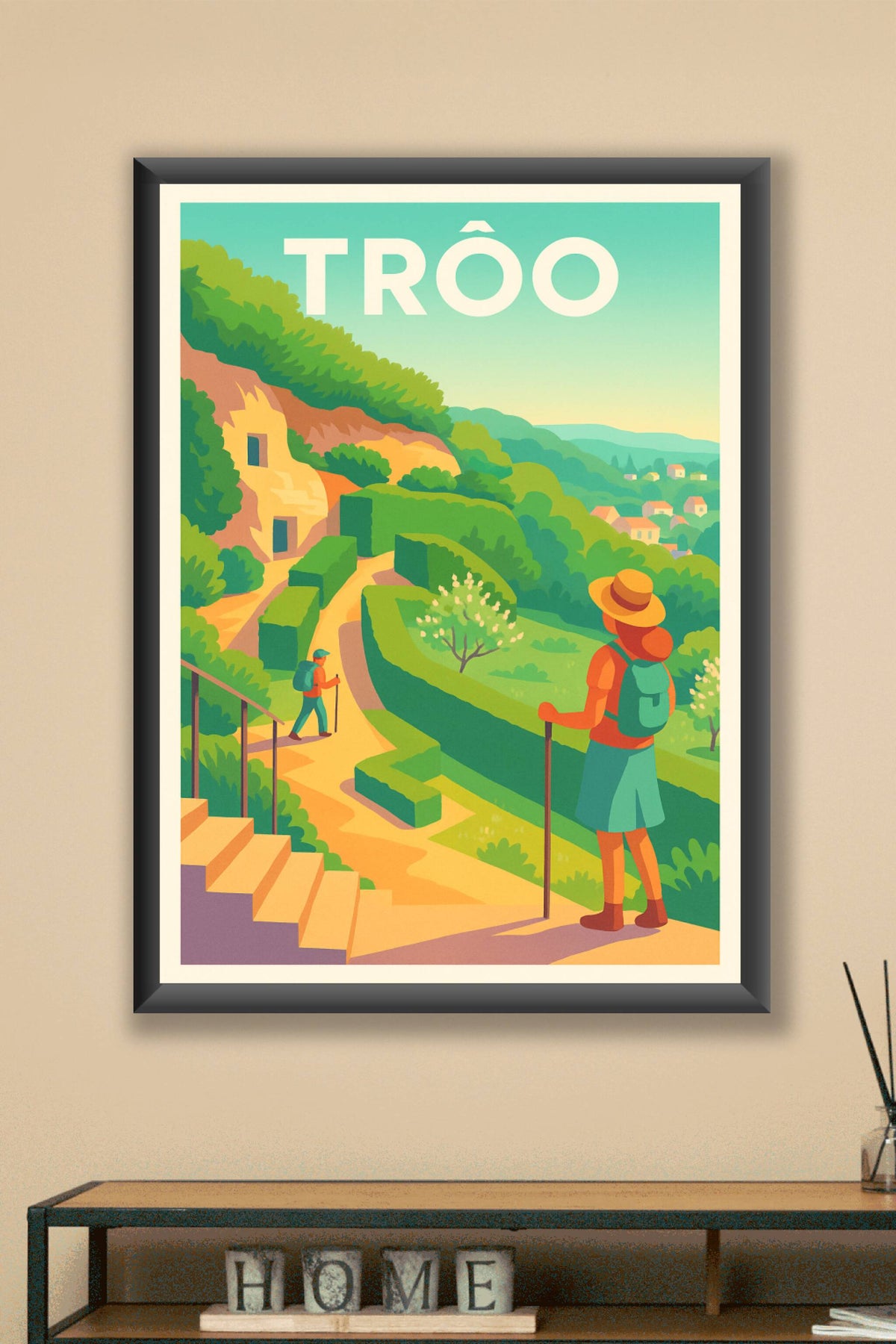 Affiche Trôo — Évasion nature et patrimoine troglodytique · poster d'art de Trôo