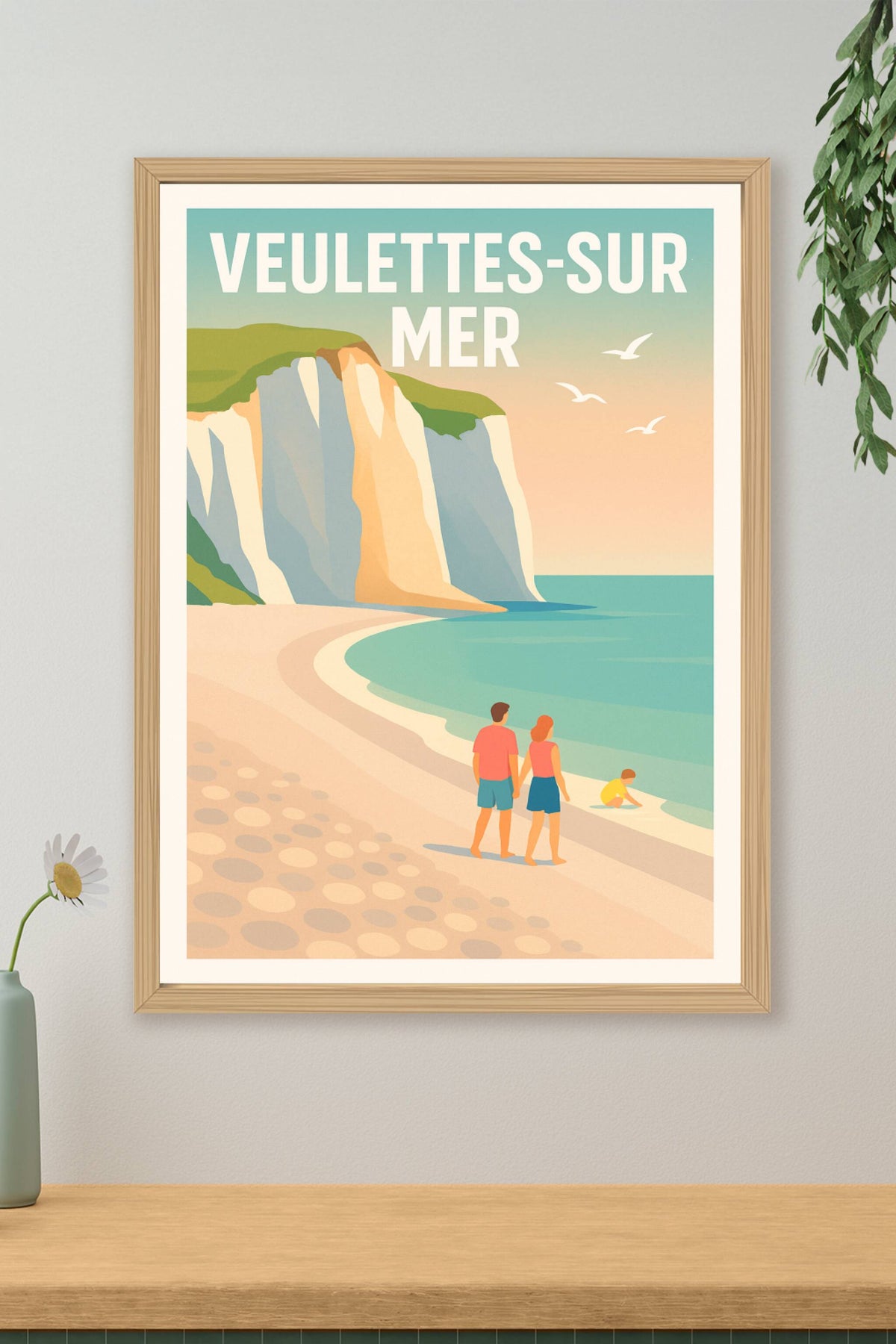Affiche Veulettes-sur-Mer — Douceur et sérénité en bord de falaise · poster d'art de Veulettes-sur-Mer