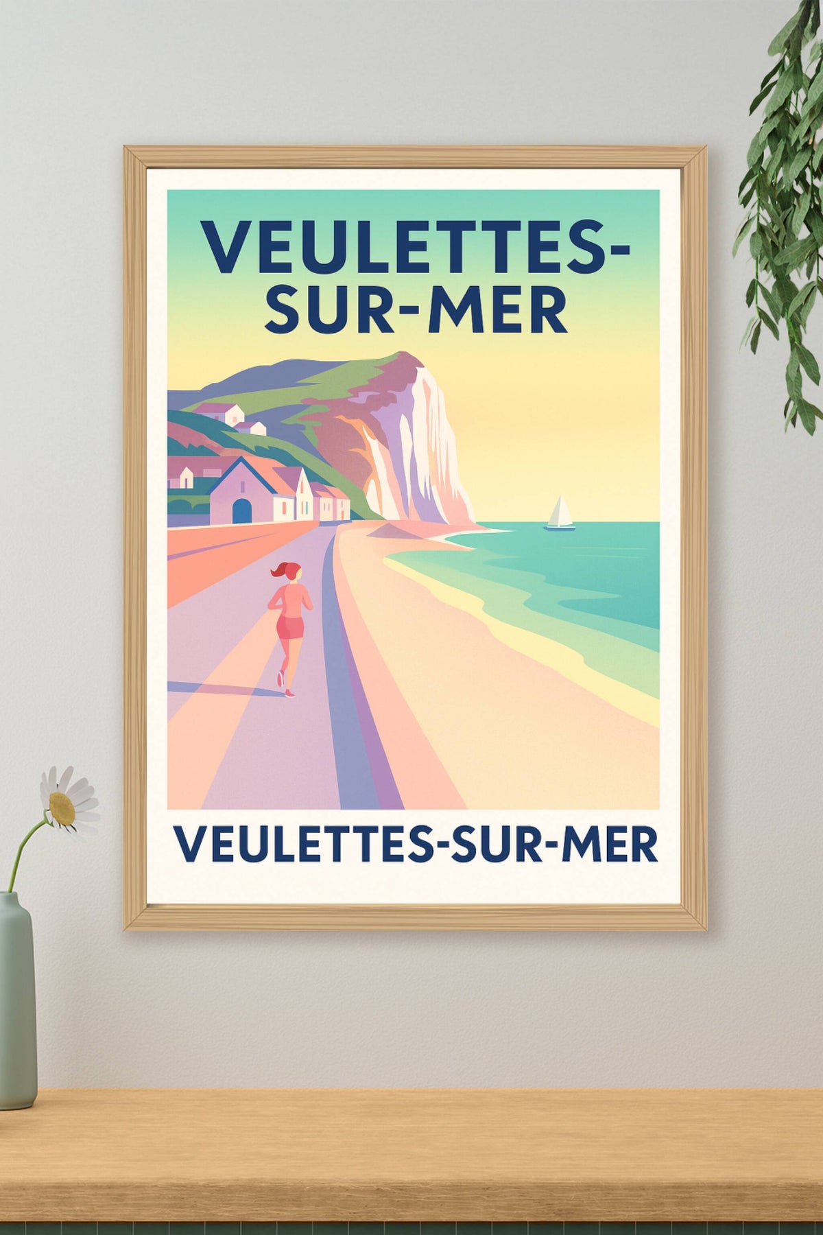 Affiche Veulettes-sur-Mer — Évasion en bord de falaise · poster d'art de Veulettes-sur-Mer